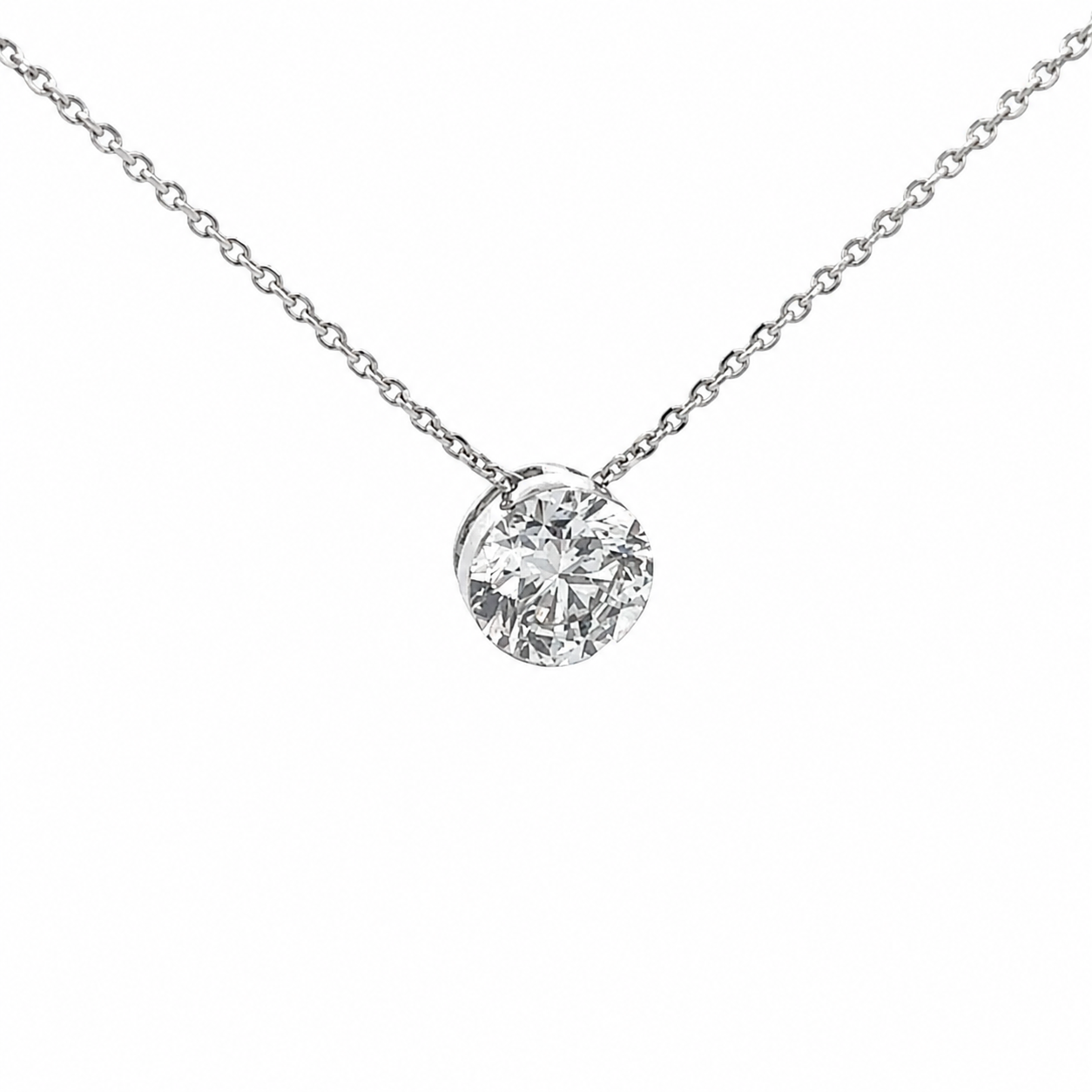 White gold necklace on a white background