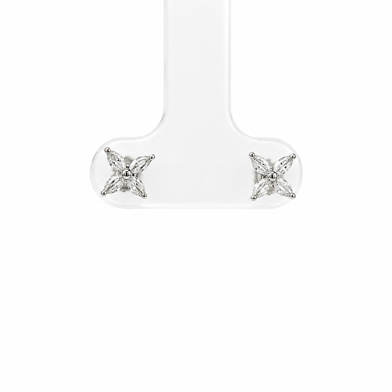 10k White Gold 0.30CTW Lab-Grown Diamond Flower Stud Earrings