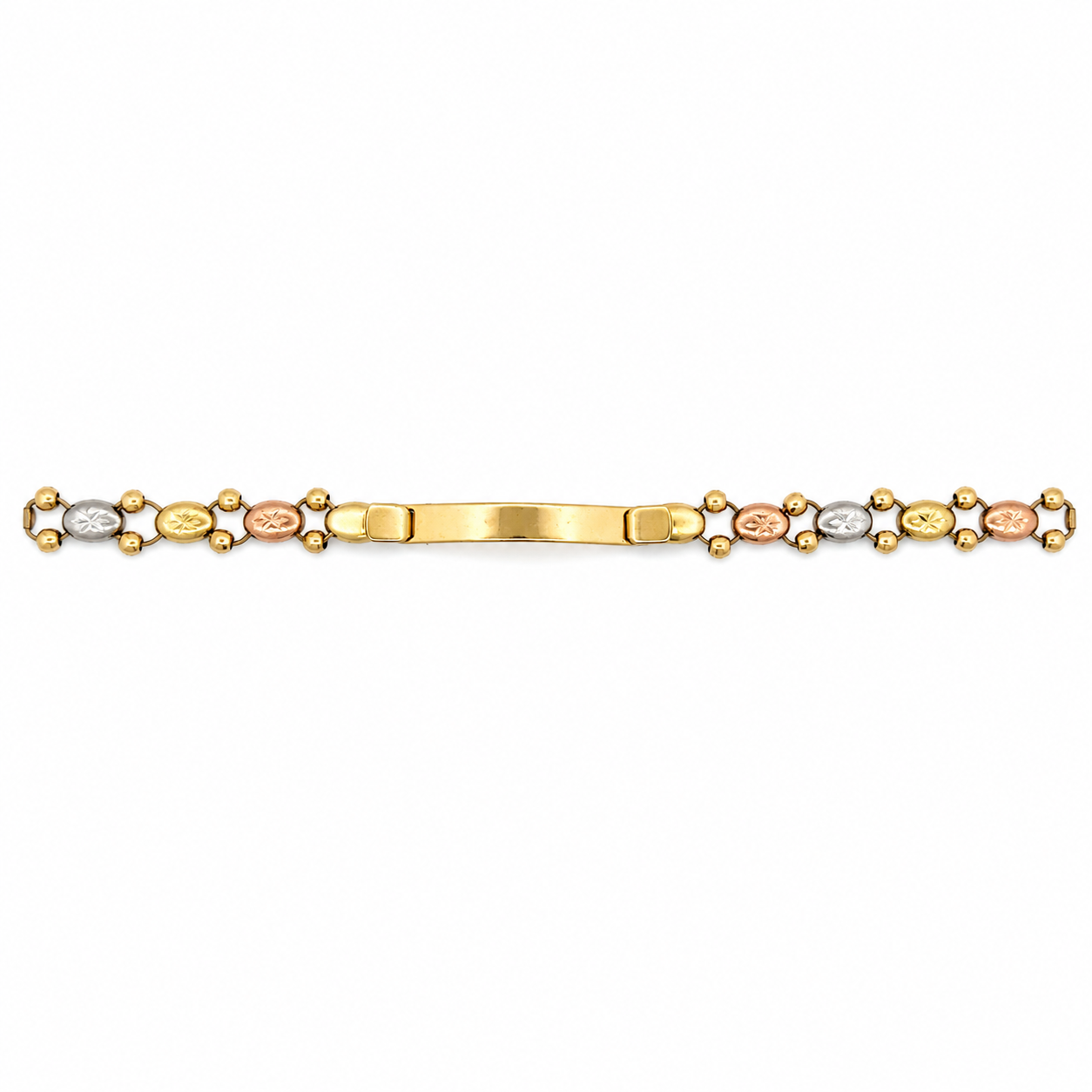 Gold and silver bracelet on a white background
