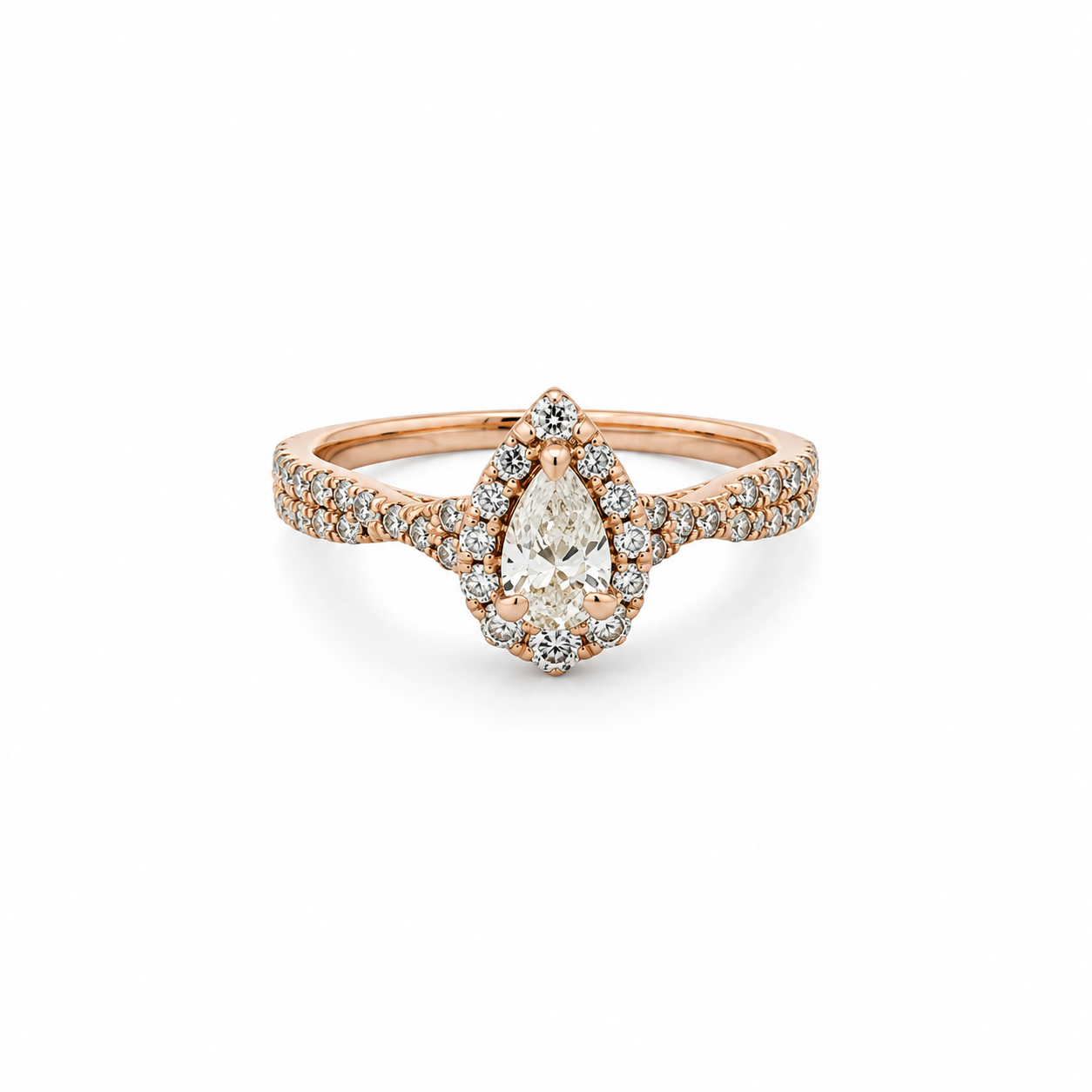 Silver ring with a diamond on a white background