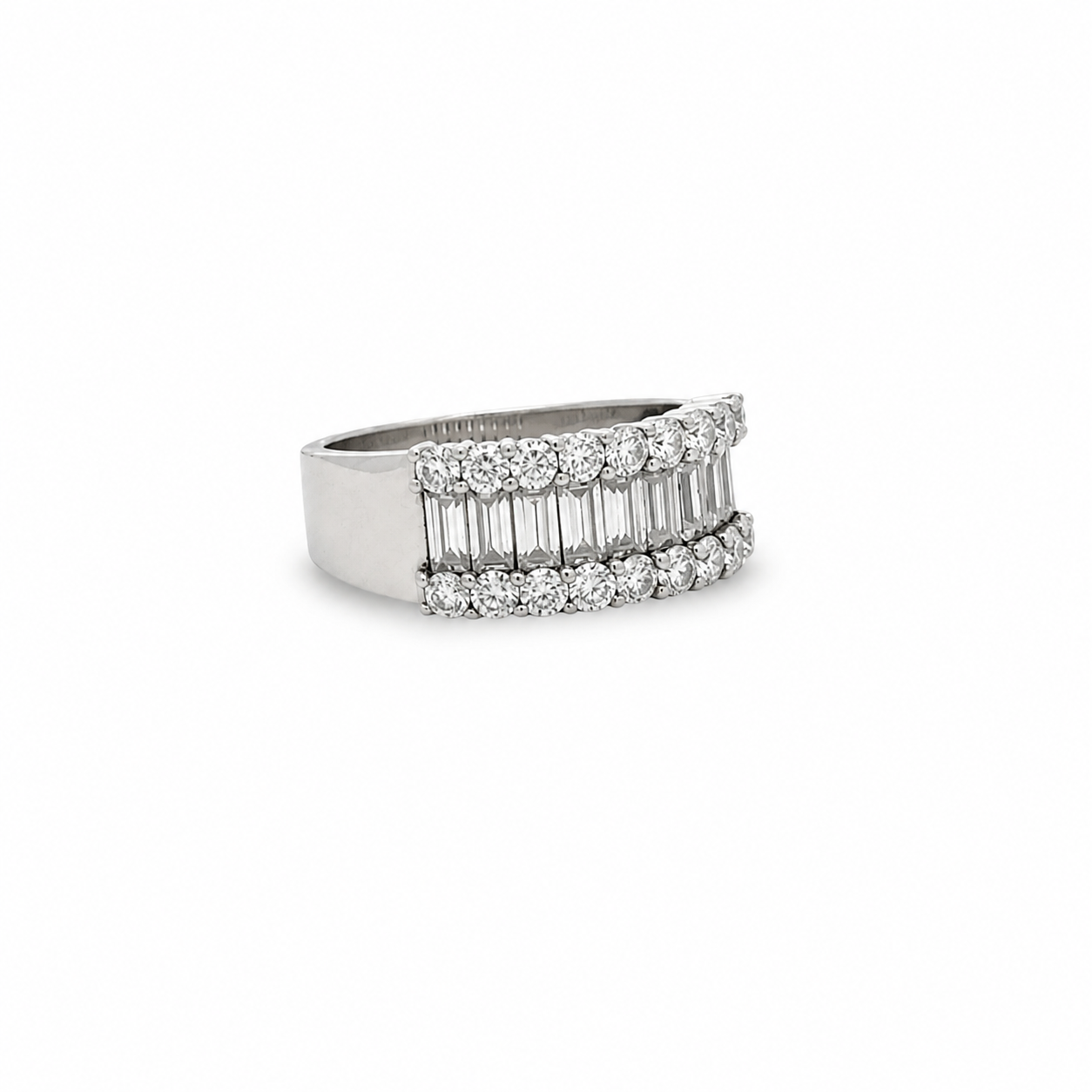 Sterling Silver Moissanite Baguette Cocktail Ring