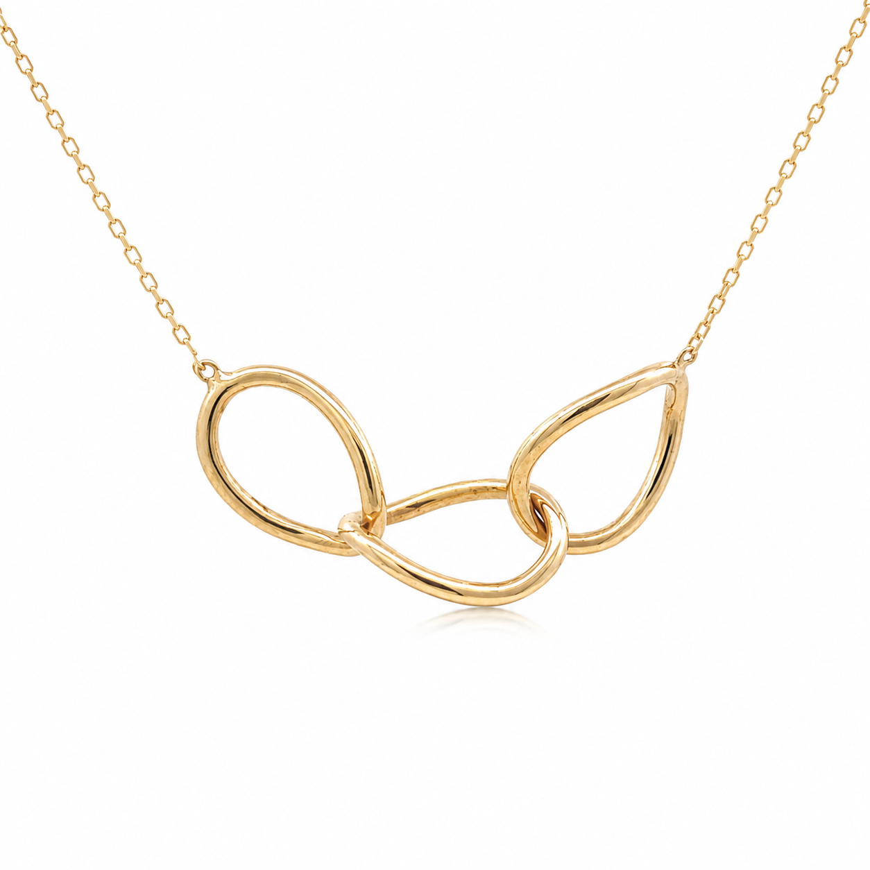 10K Yellow Gold 17" Interlocking Circle Necklace