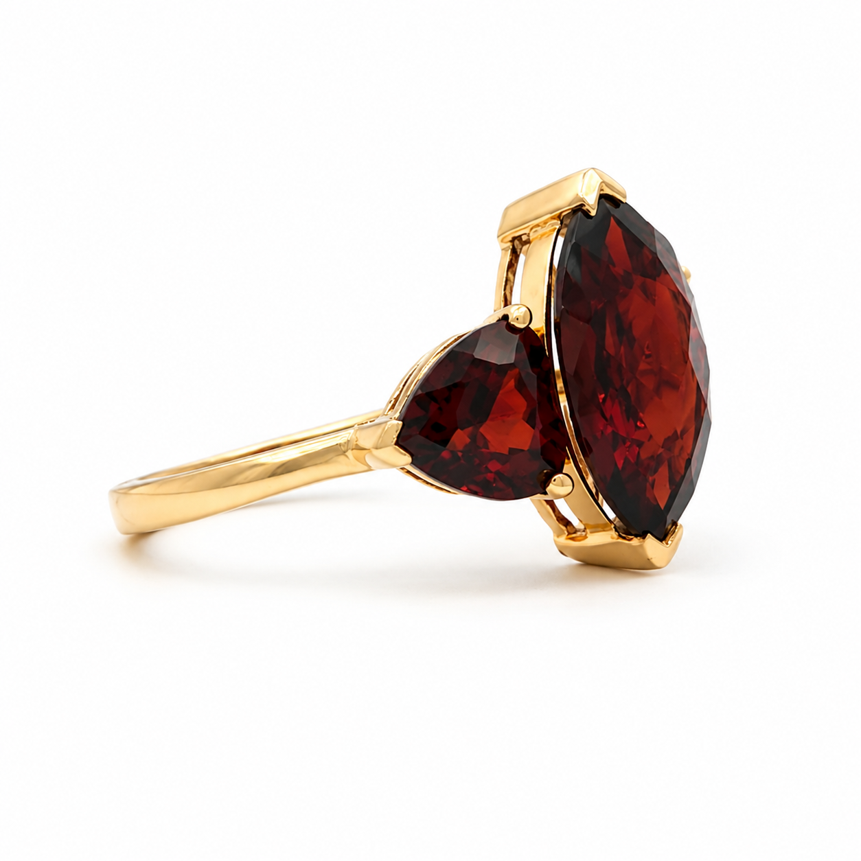Garnet ring on a white background