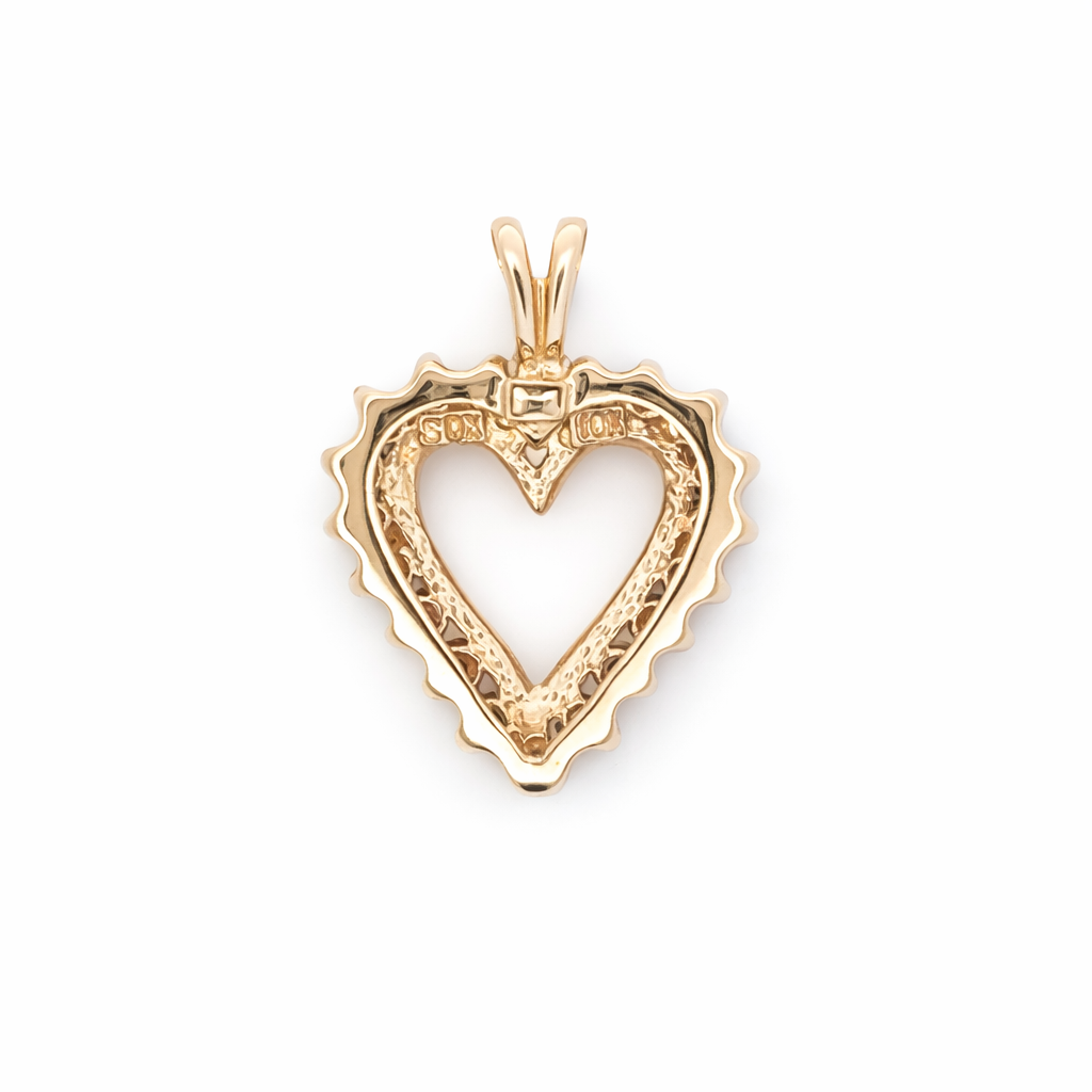 Gold heart-shaped pendant on a white background