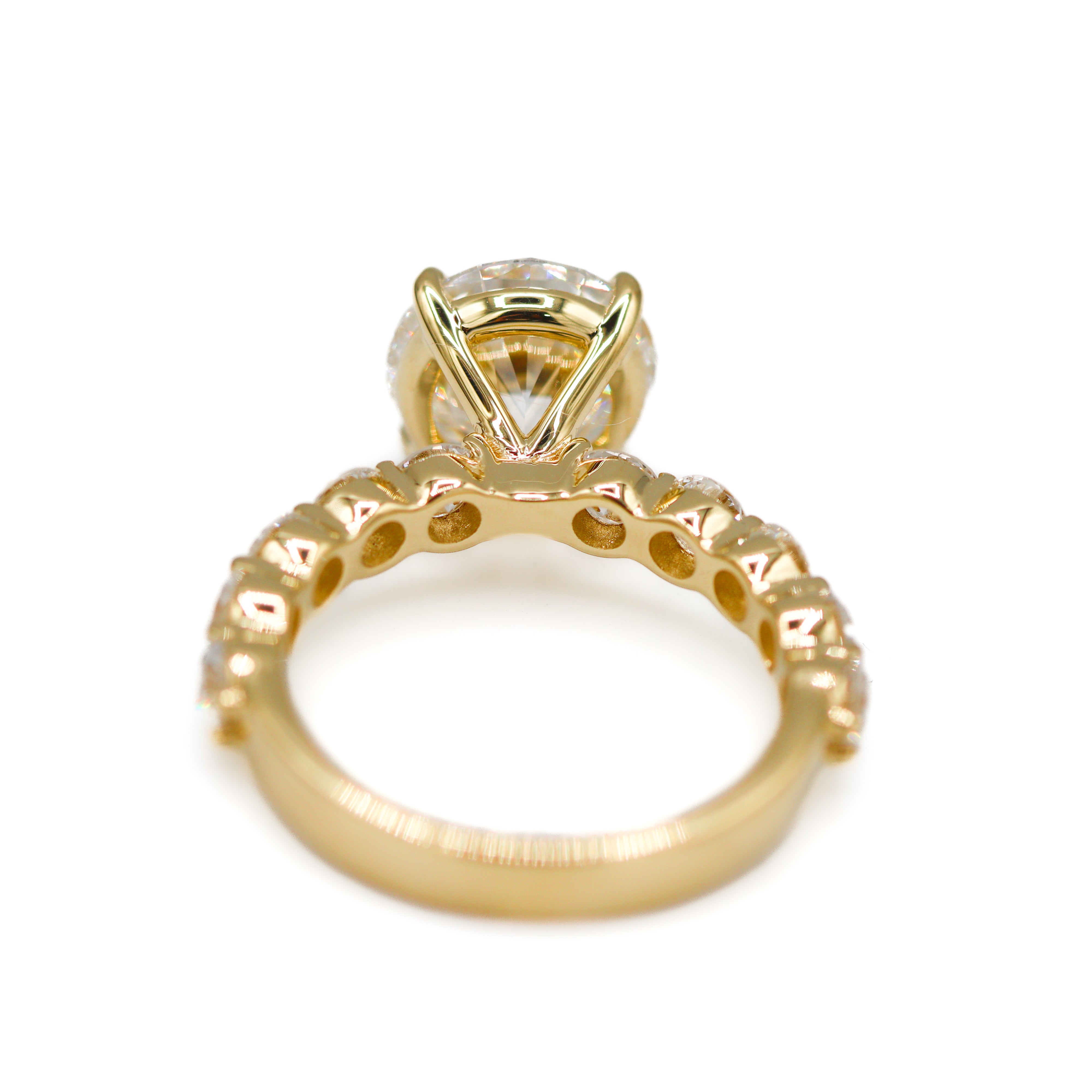 The "Chloe" — 14K Yellow Gold Certified 4.08CTW. Round Lab-Grown Diamond Accented Engagement Ring