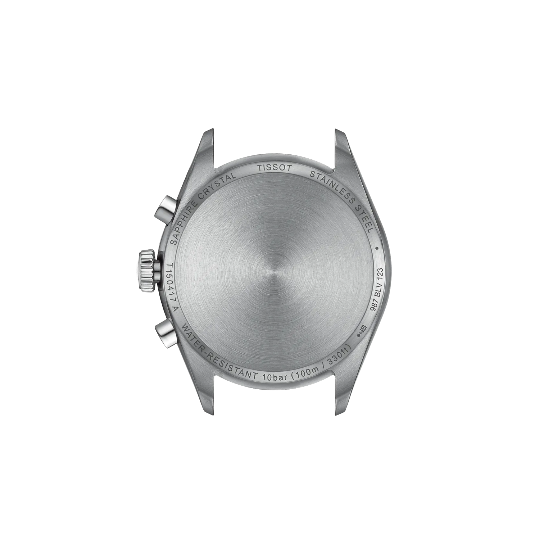 Back view of a Tissot watch case on a white background