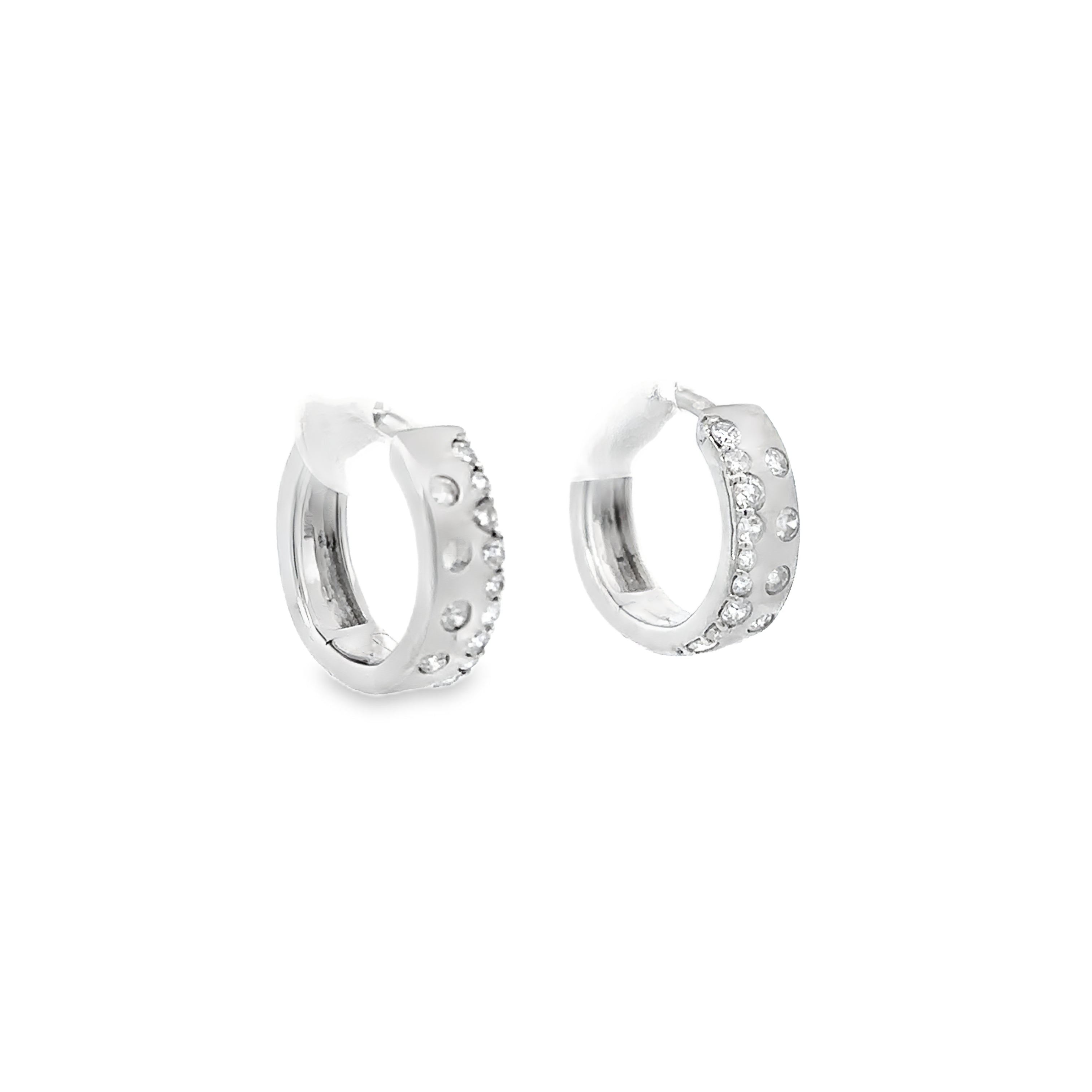 14K White Gold 1/3CT. Scattered Diamond Hoop Earrings