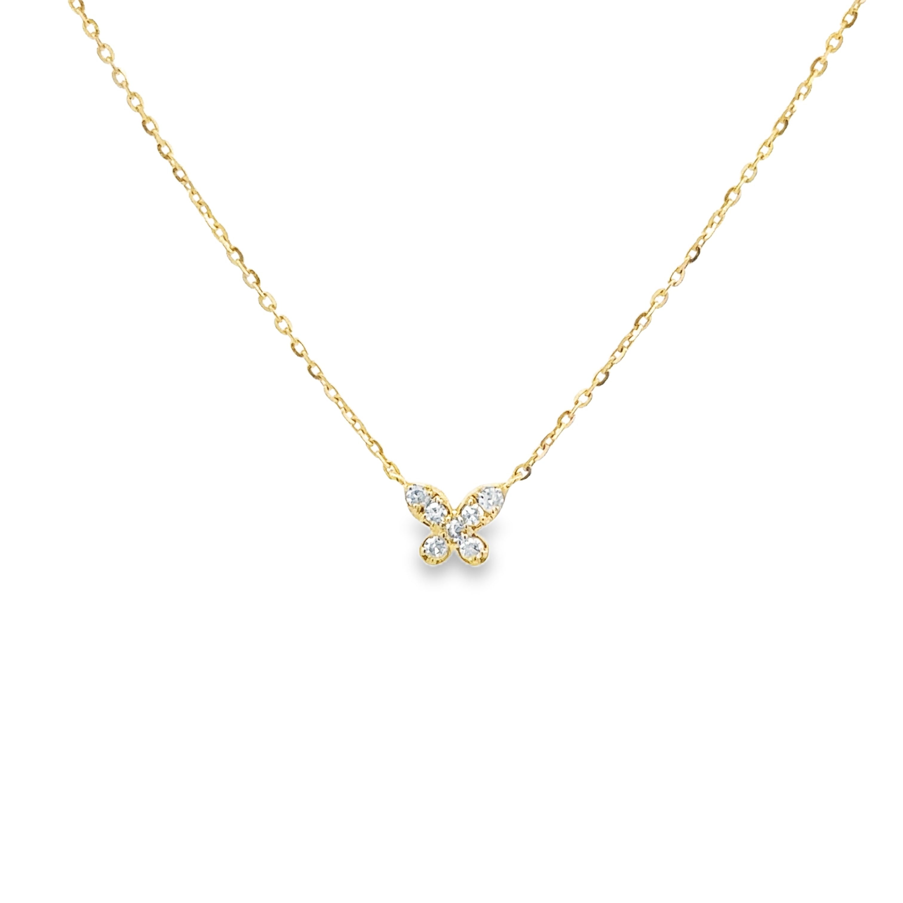 14K Yellow Gold 1/20CT. Diamond Flower Adjustable Necklace