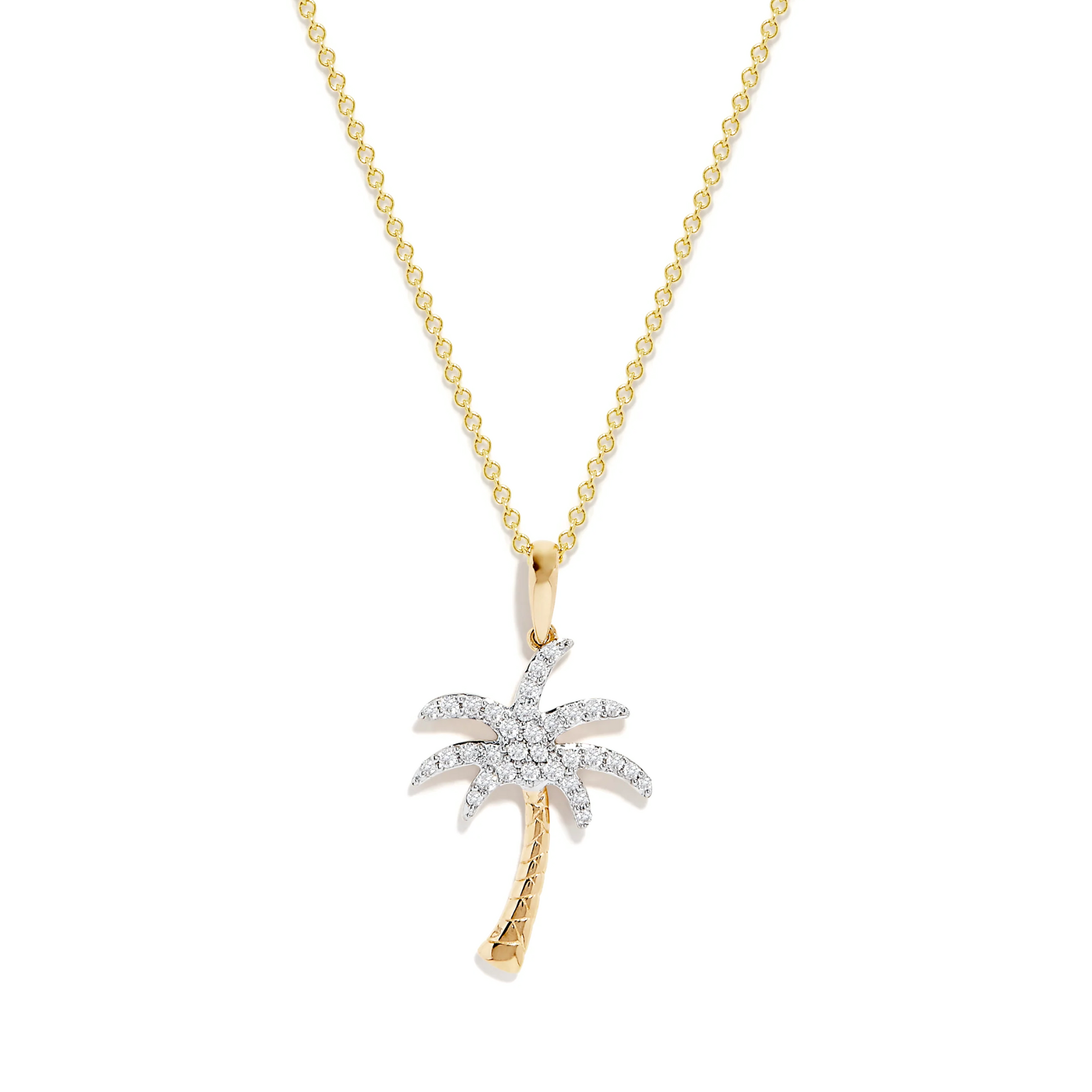 EFFY 14K Yellow Gold Diamond Palm Tree Pendant Necklace