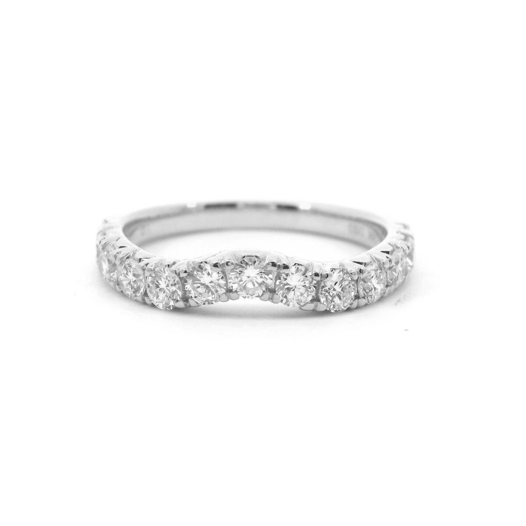 14K White Gold 0.85CTW. Lab-Grown Diamond Curved Band