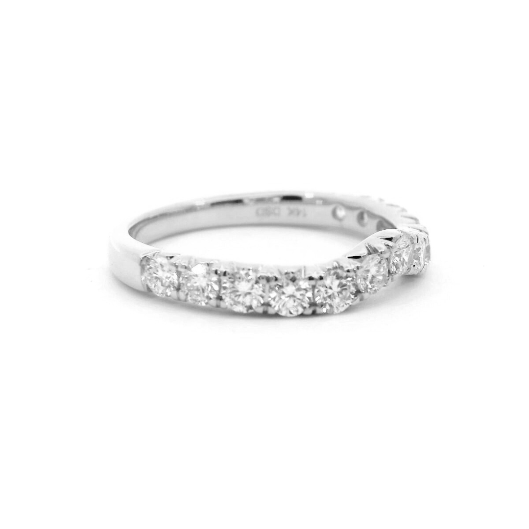 14K White Gold 0.85CTW. Lab-Grown Diamond Curved Band