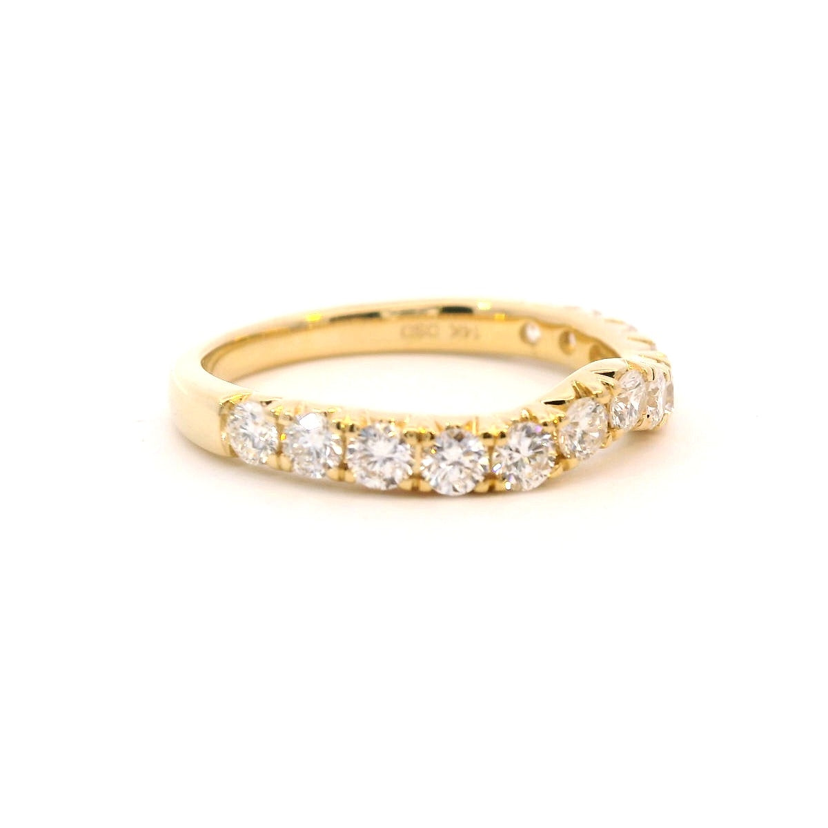 14K Yellow Gold 0.85CTW. Lab-Grown Diamond Curved Band