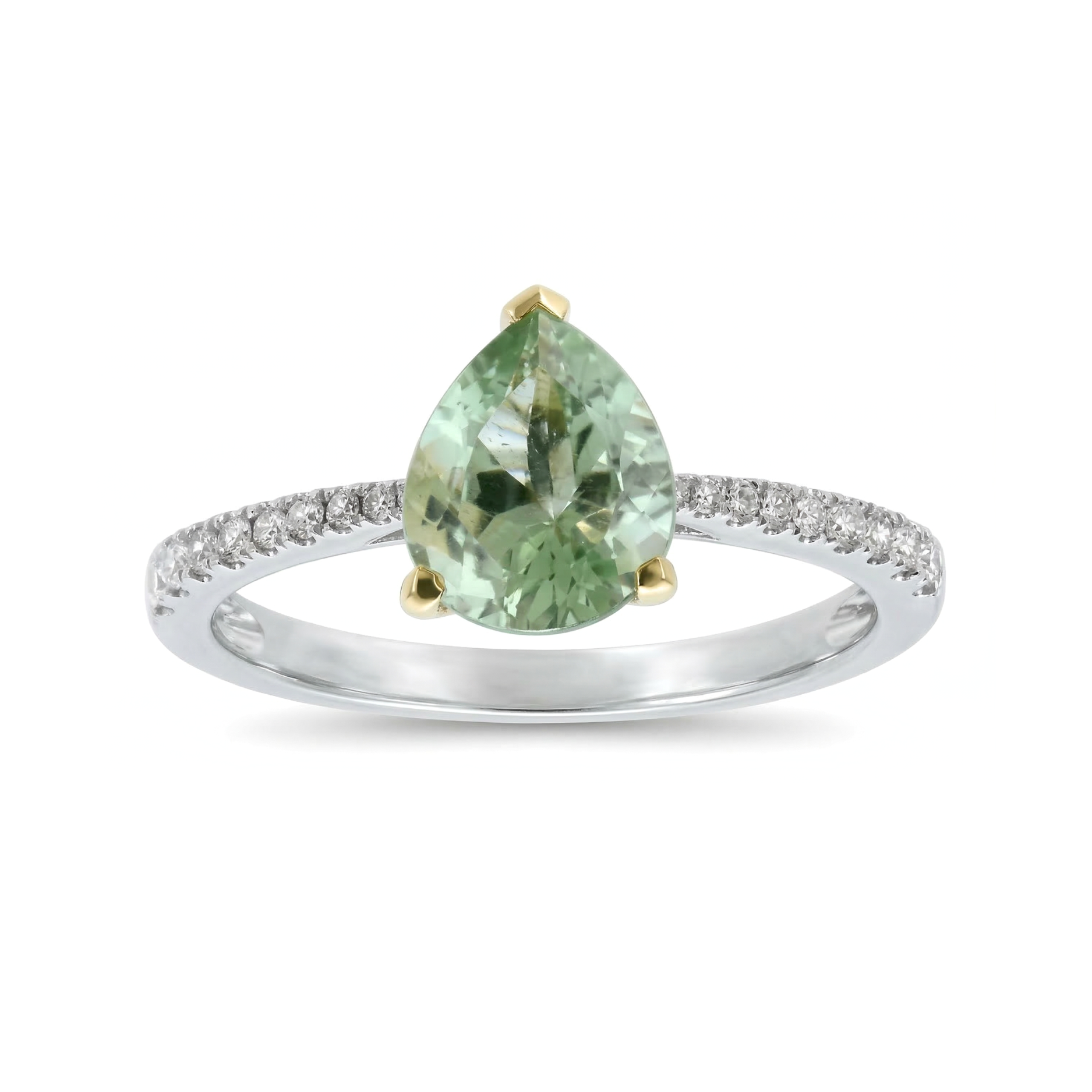 EFFY 14K White and Yellow Gold 1.90CT. Green Amethyst and 0.29CTW. Diamond Ring