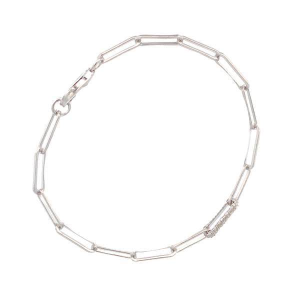 Sterling Silver 1/6CT. Diamond Paperclip Bracelet