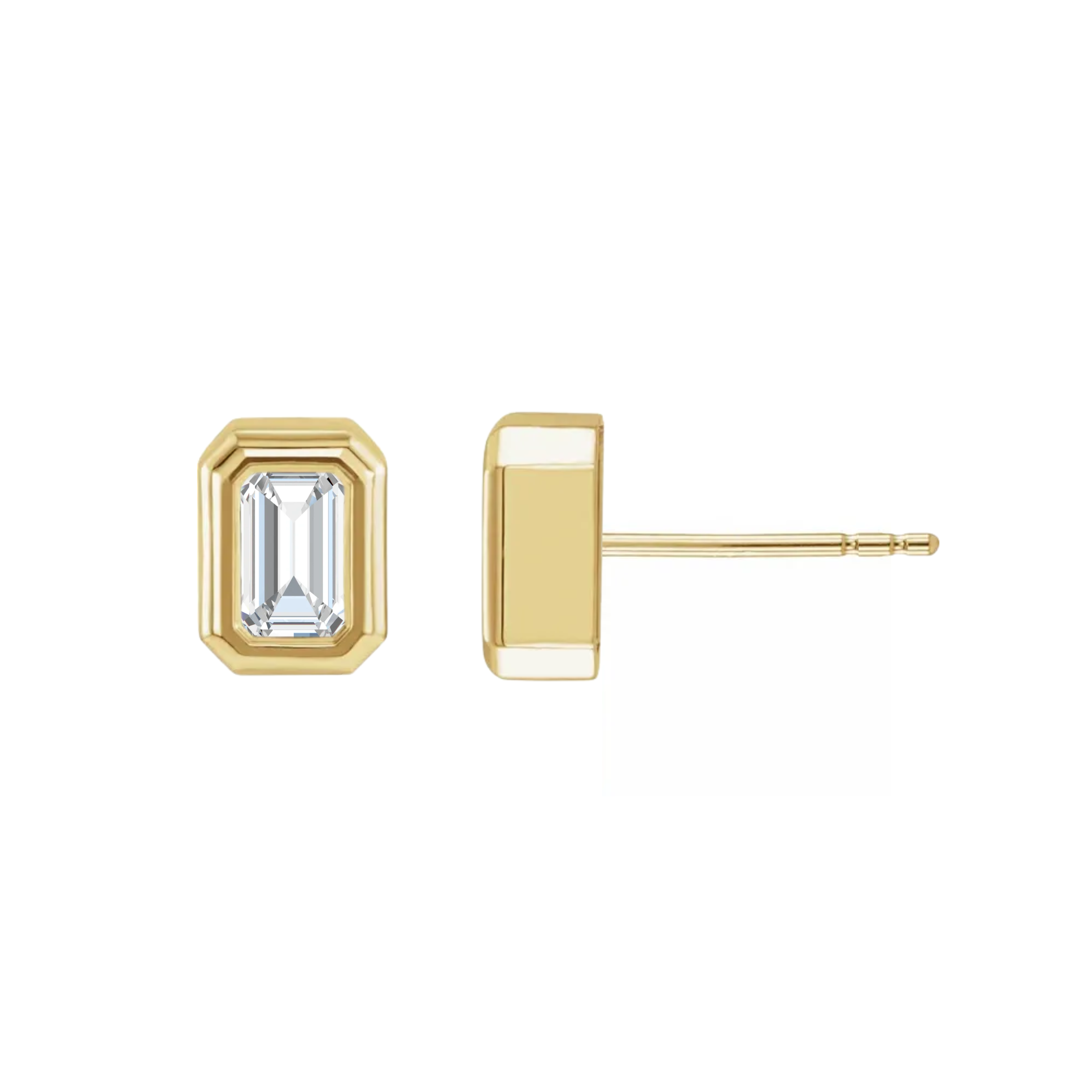 Black Friday 2025 Doorbusters! Gold-Plated Emerald-Cut Moissanite Bezel Stud Earrings