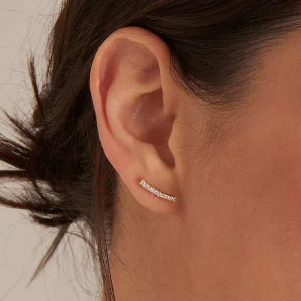 Ear View Ania Haie Gold Glam Crawler Stud Earrings