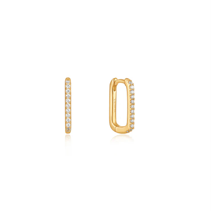 Front View Gold Glam Oval Hoop Earrings