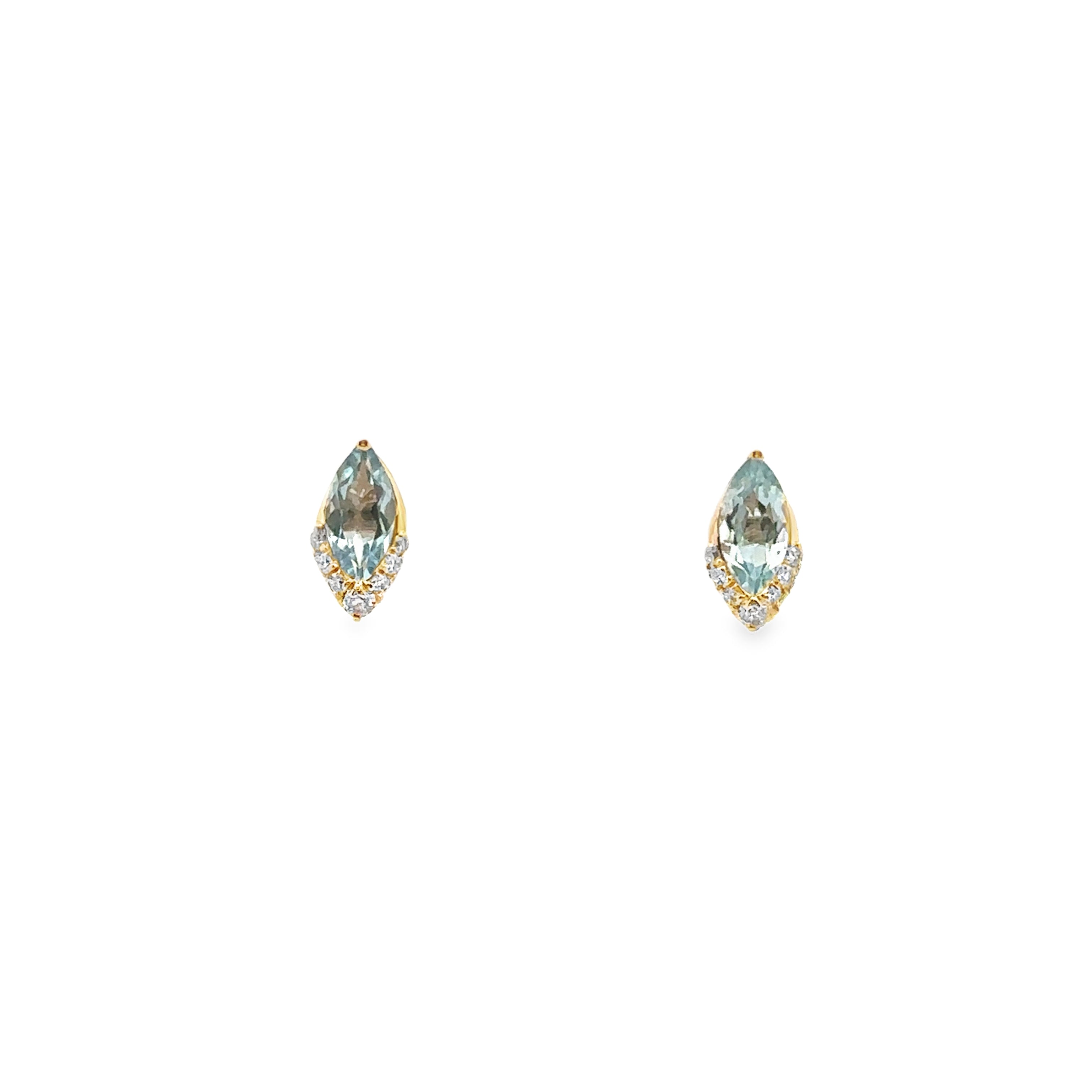 Aquamarine & Diamond Stud Earrings