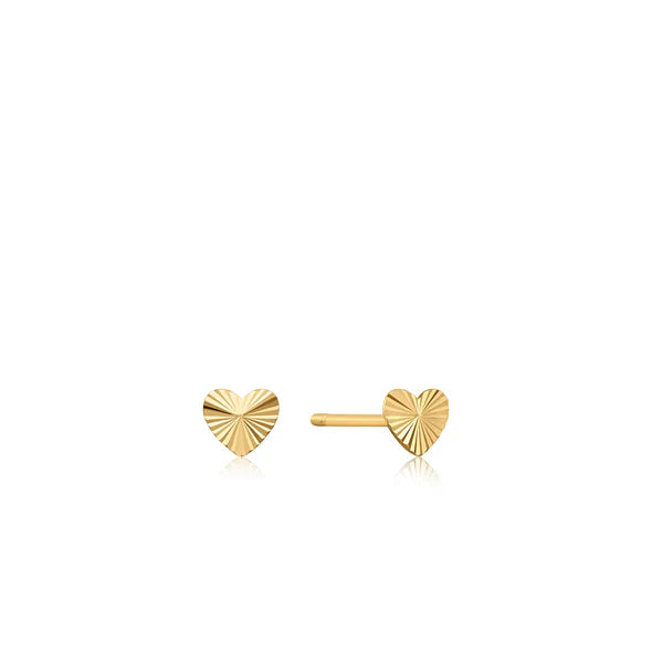 Front View Ania Haie 14kt Gold Heart Stud Earrings