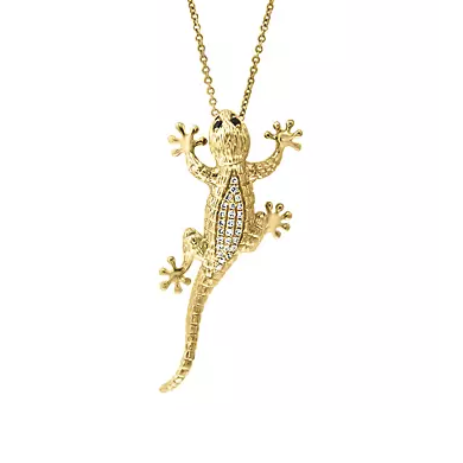 EFFY 14K Yellow Gold 0.10CTW. Diamond Lizard Pendant Necklace