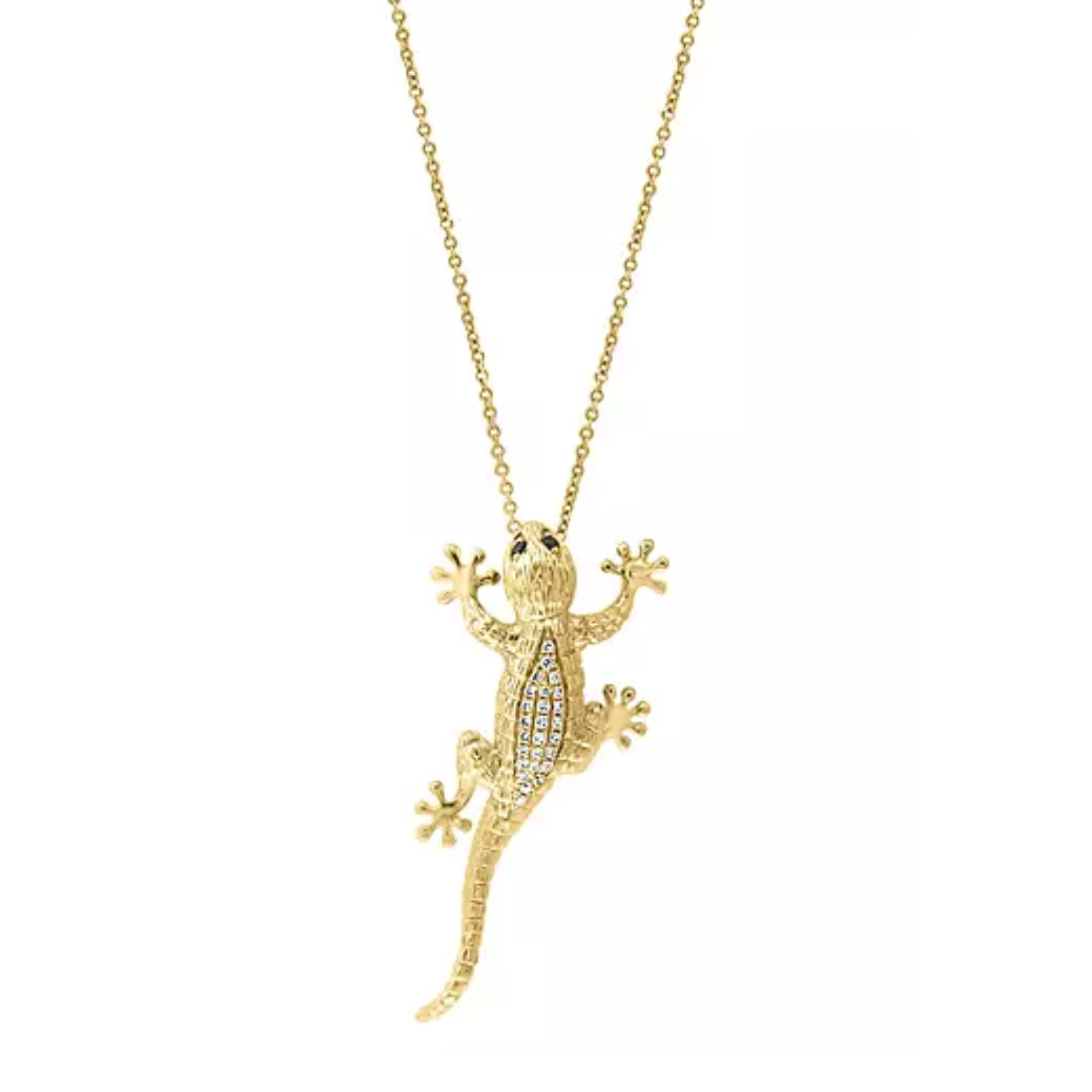 EFFY 14K Yellow Gold 0.10CTW. Diamond Lizard Pendant Necklace