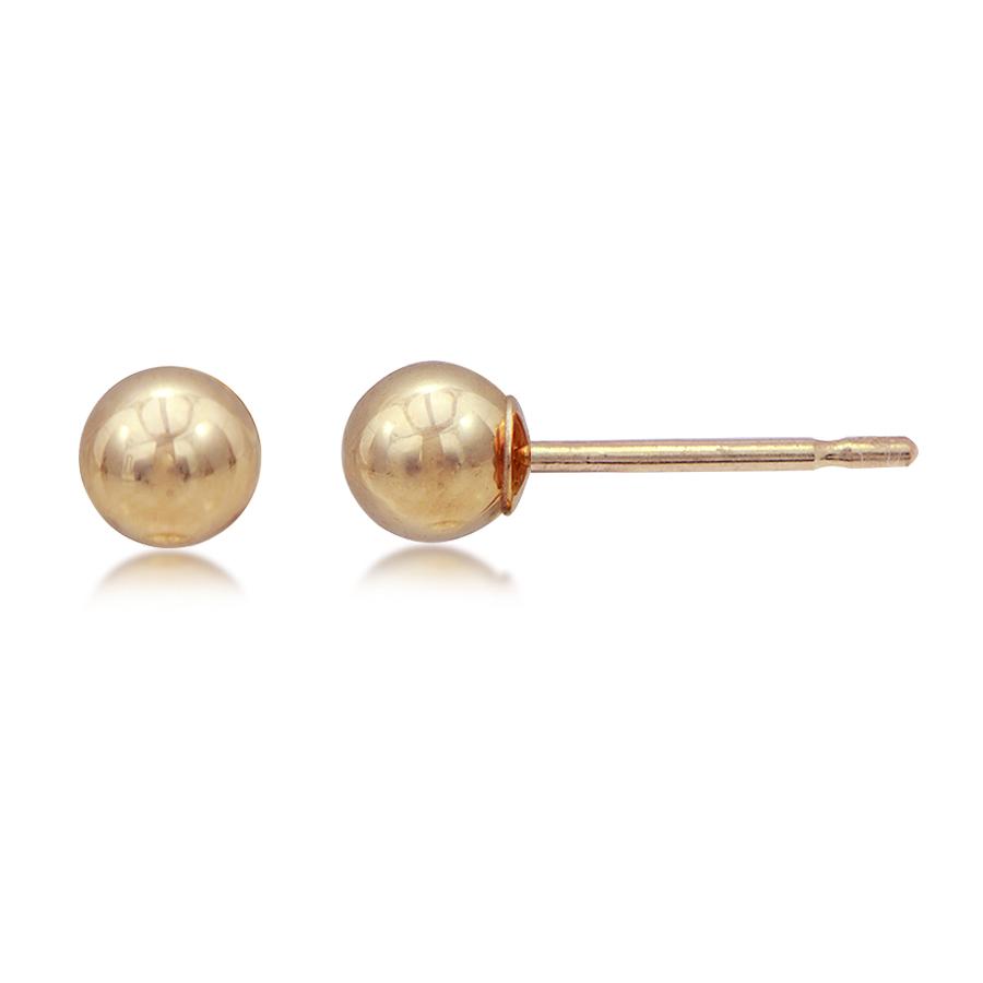 14K Yellow Gold 5MM Ball Stud Earrings