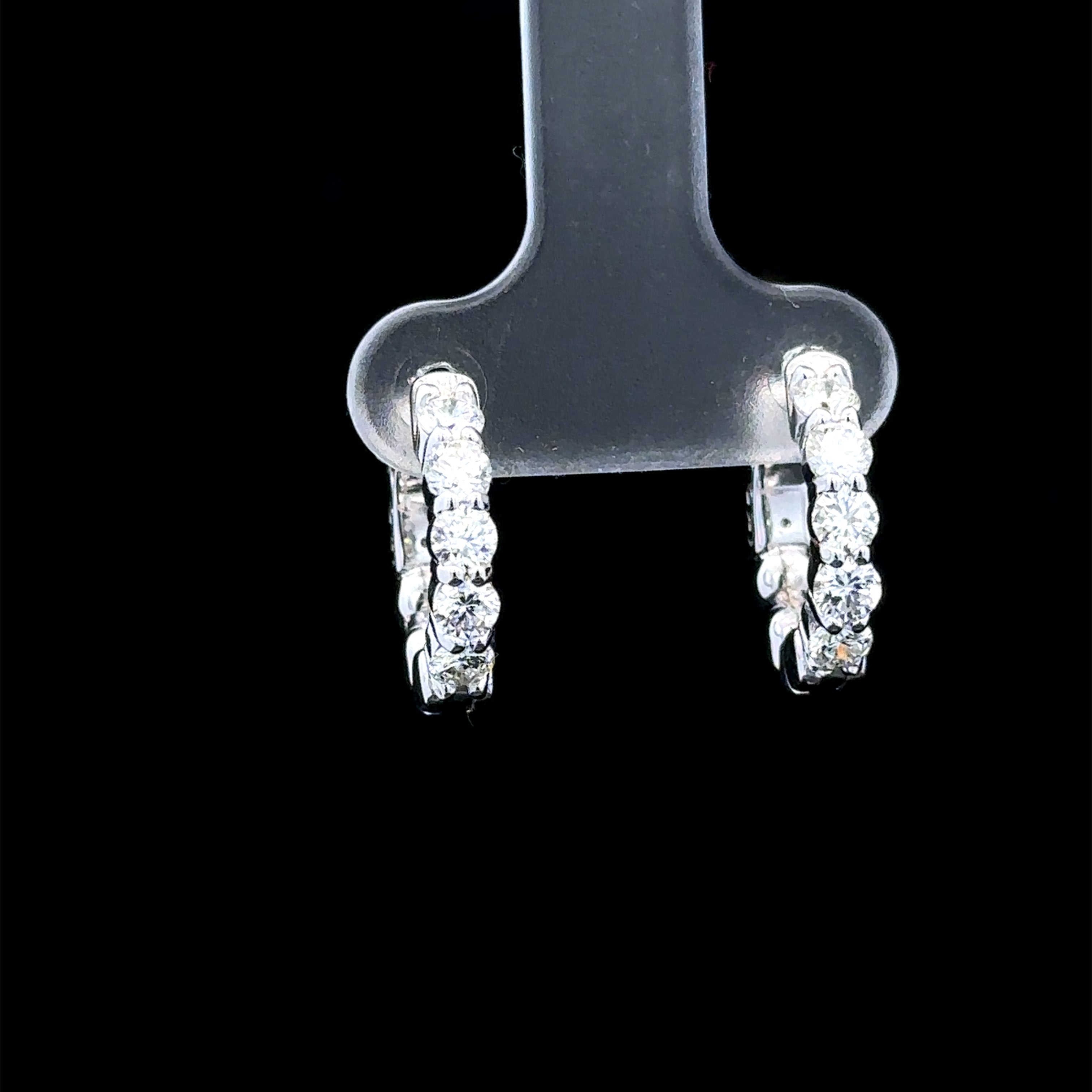 14K White Gold 1.00CT. Diamond Hoop Earrings
