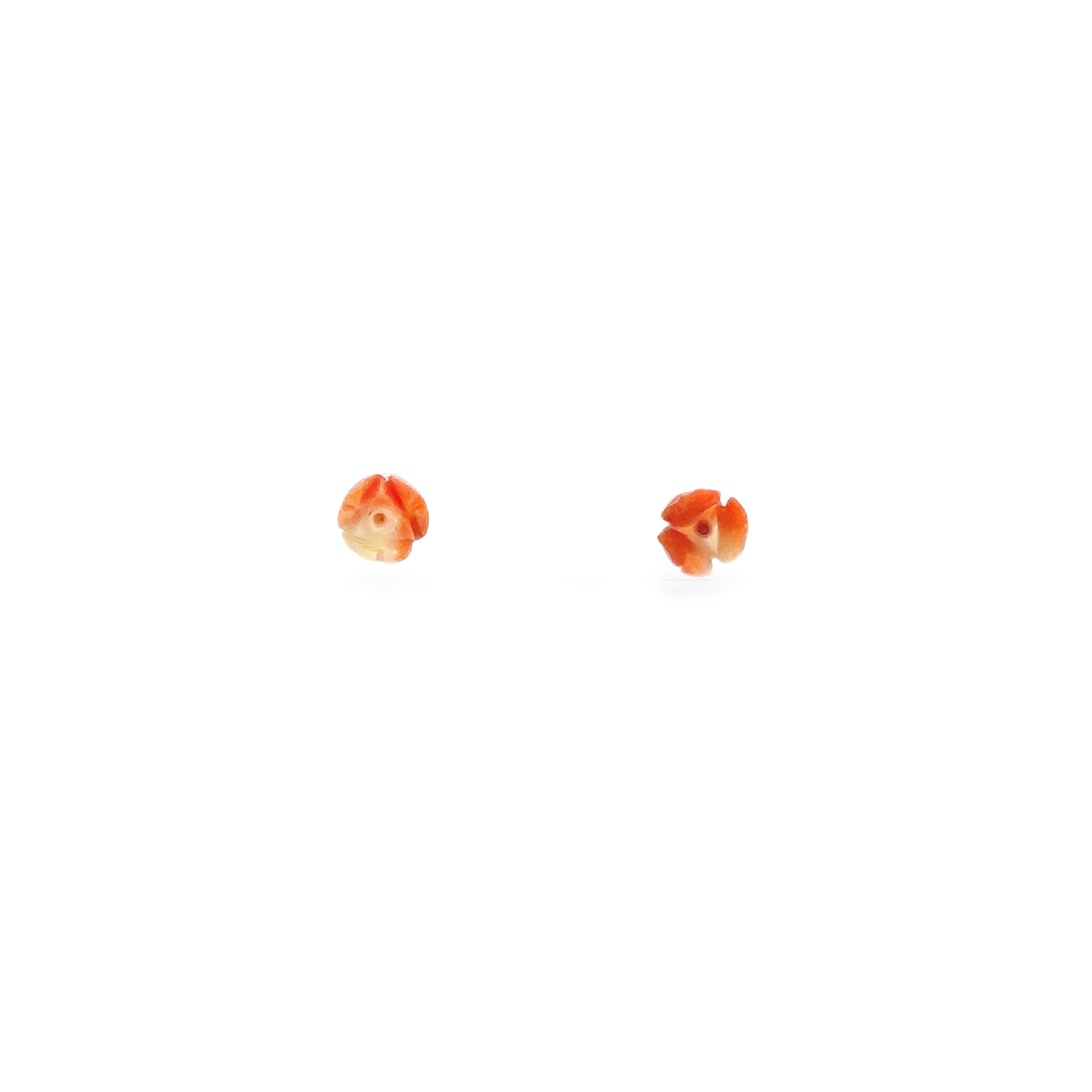 Estate Collection: 14K Yellow Gold Carved Coral Tulip Stud Earrings