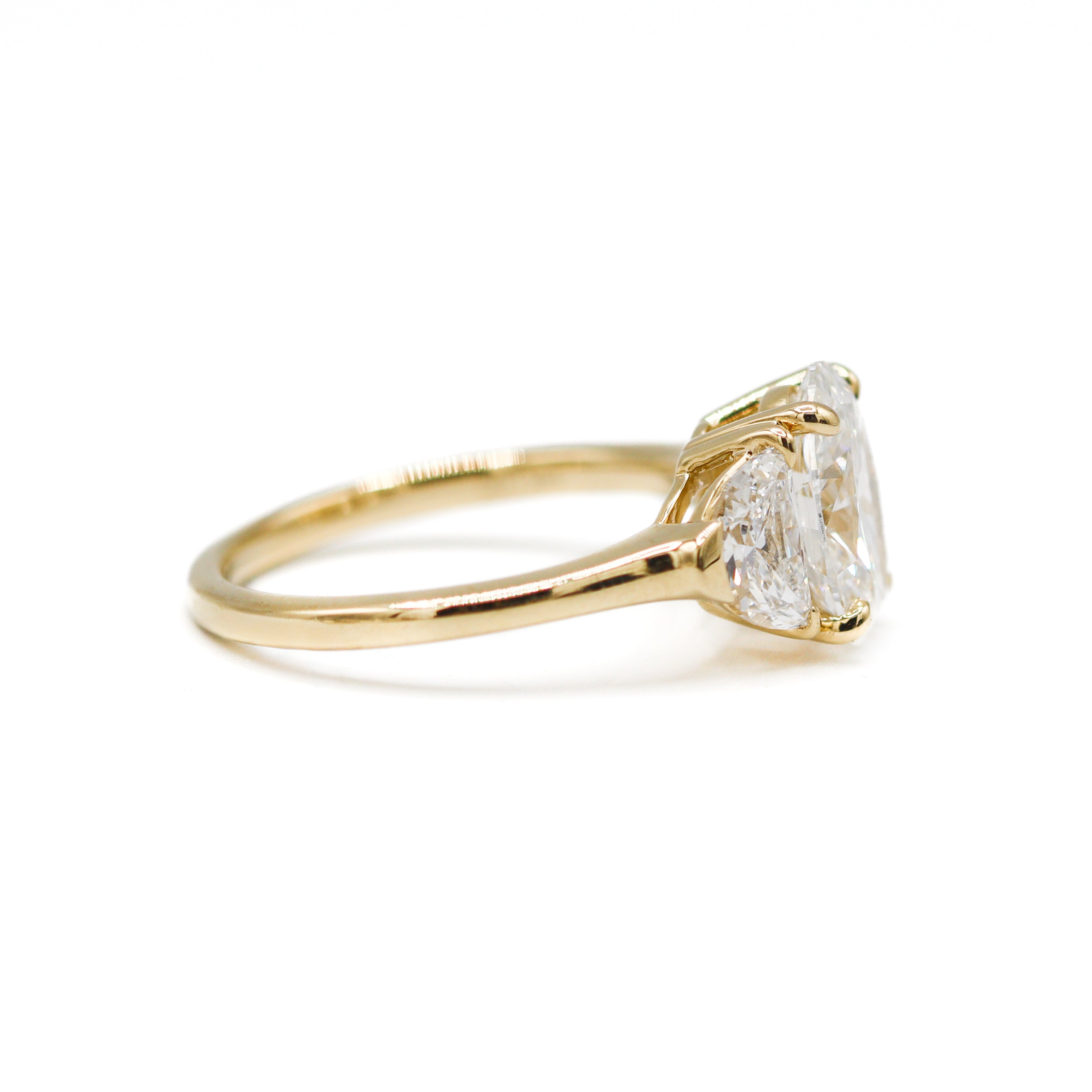 The "Selene" — 14K Yellow Gold 3.07CTW. Certified Oval-Cut Lab-Grown Diamond 3-Stone Engagement Ring
