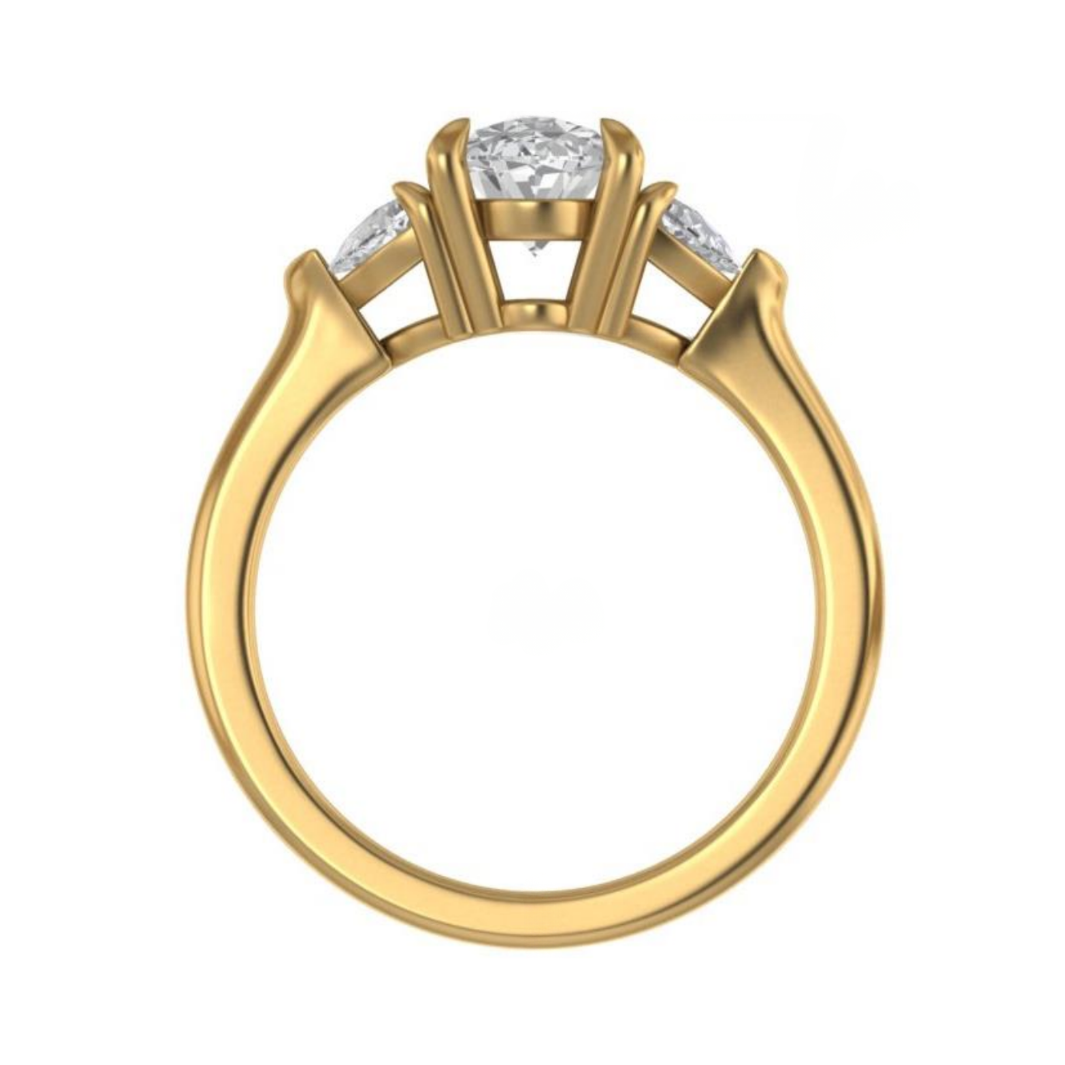 The "Selene" — 14K Yellow Gold 3.07CTW. Certified Oval-Cut Lab-Grown Diamond 3-Stone Engagement Ring