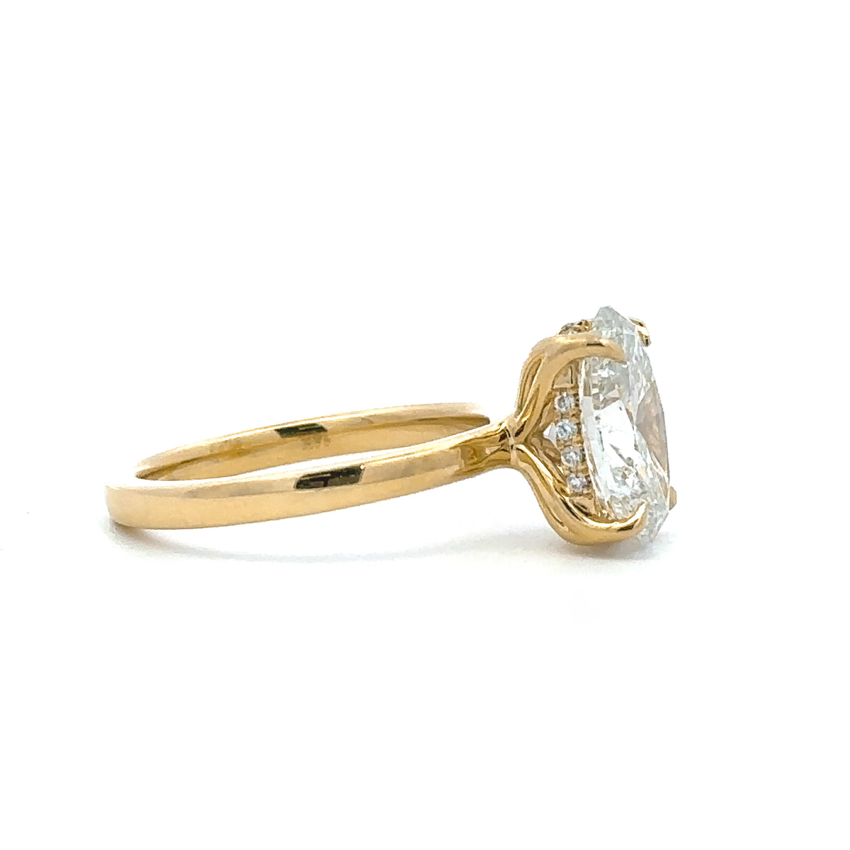 The "Estella" — 14K Yellow Gold 3.12CTW. Certified Oval-Cut Lab-Grown Diamond Hidden Halo Tulip Solitaire Engagement Ring