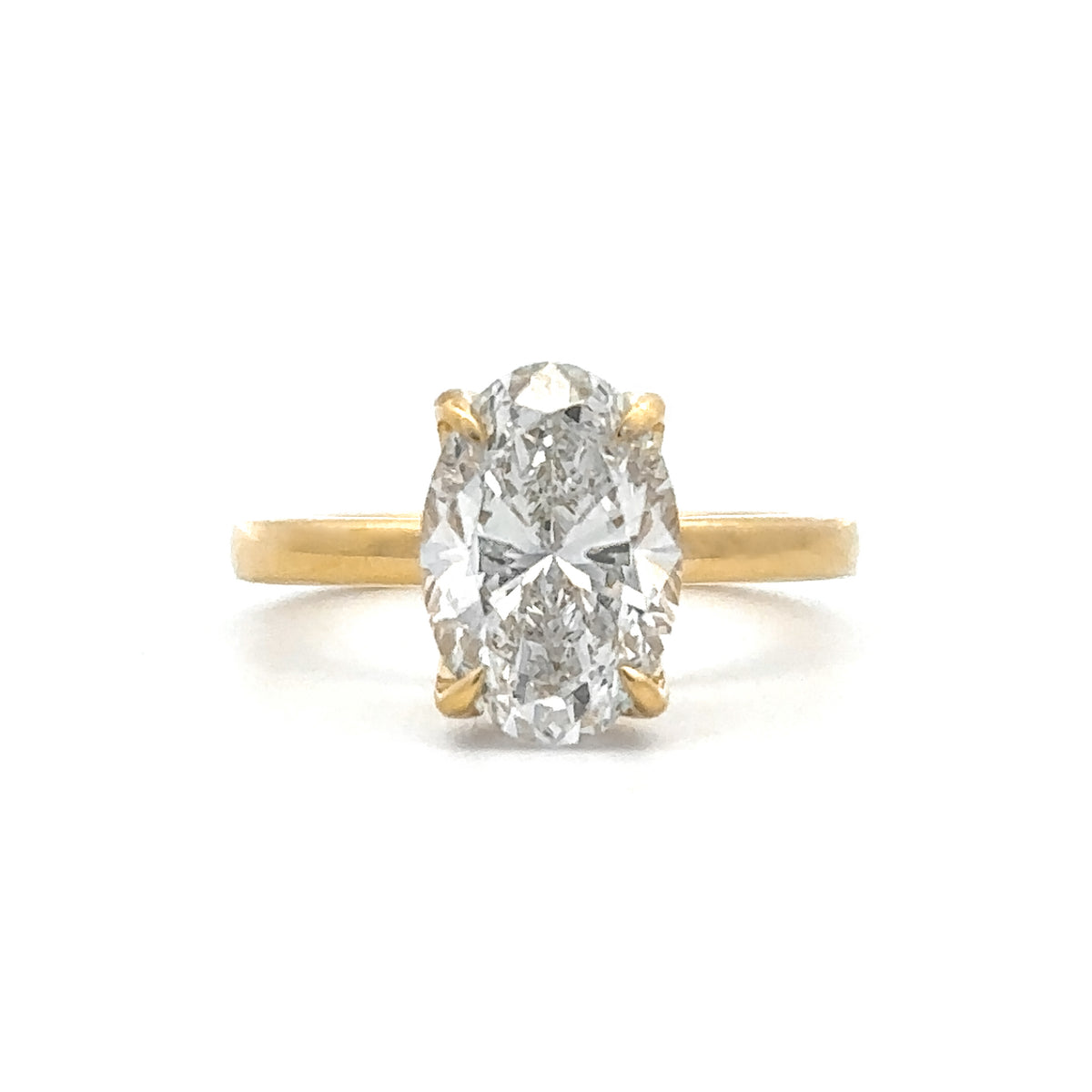 The "Estella" — 14K Yellow Gold 3.12CTW. Certified Oval-Cut Lab-Grown Diamond Hidden Halo Tulip Solitaire Engagement Ring