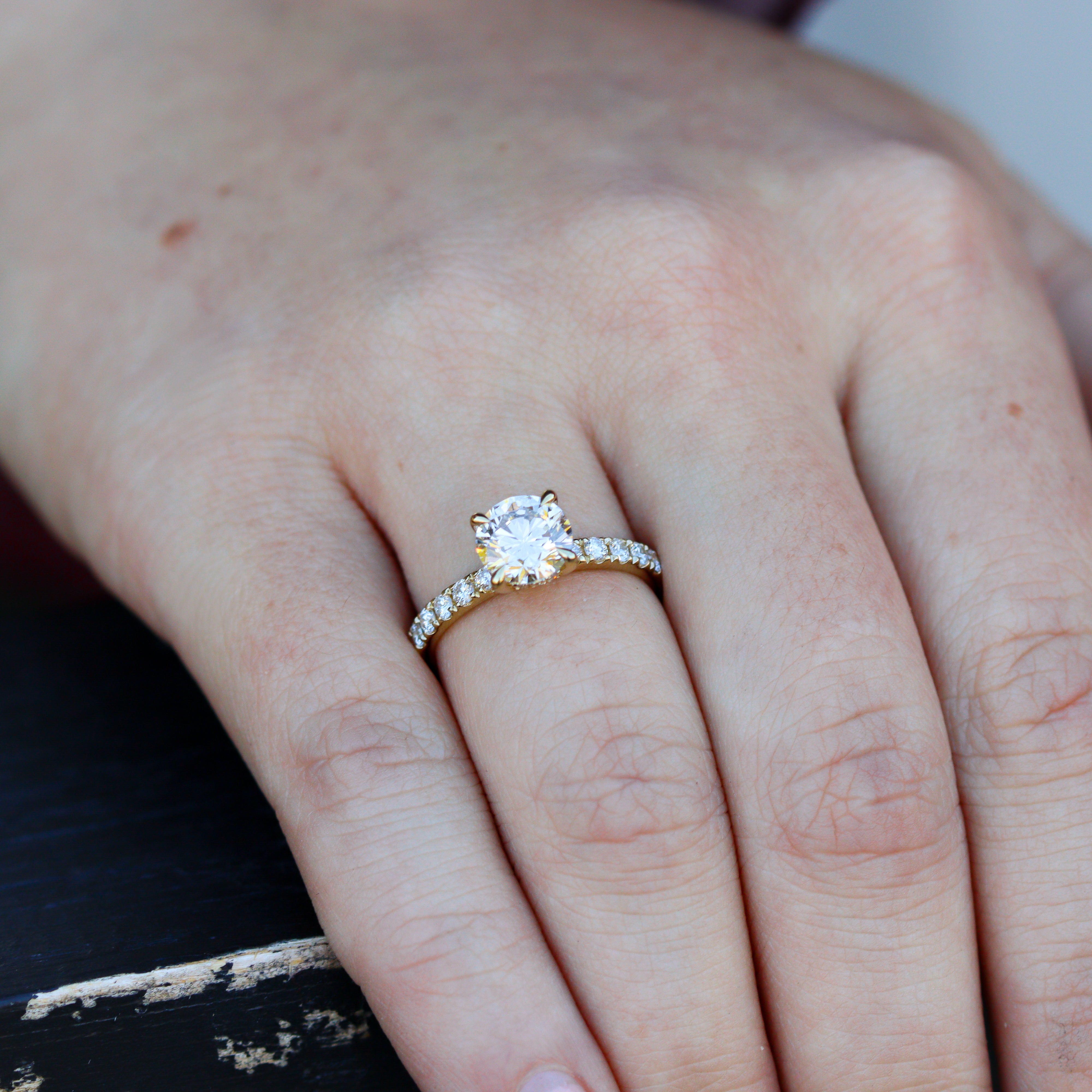 The "Susanna" — 14K Yellow Gold 2.07CTW. Certified Round Lab-Grown Diamond Accented Engagement Ring