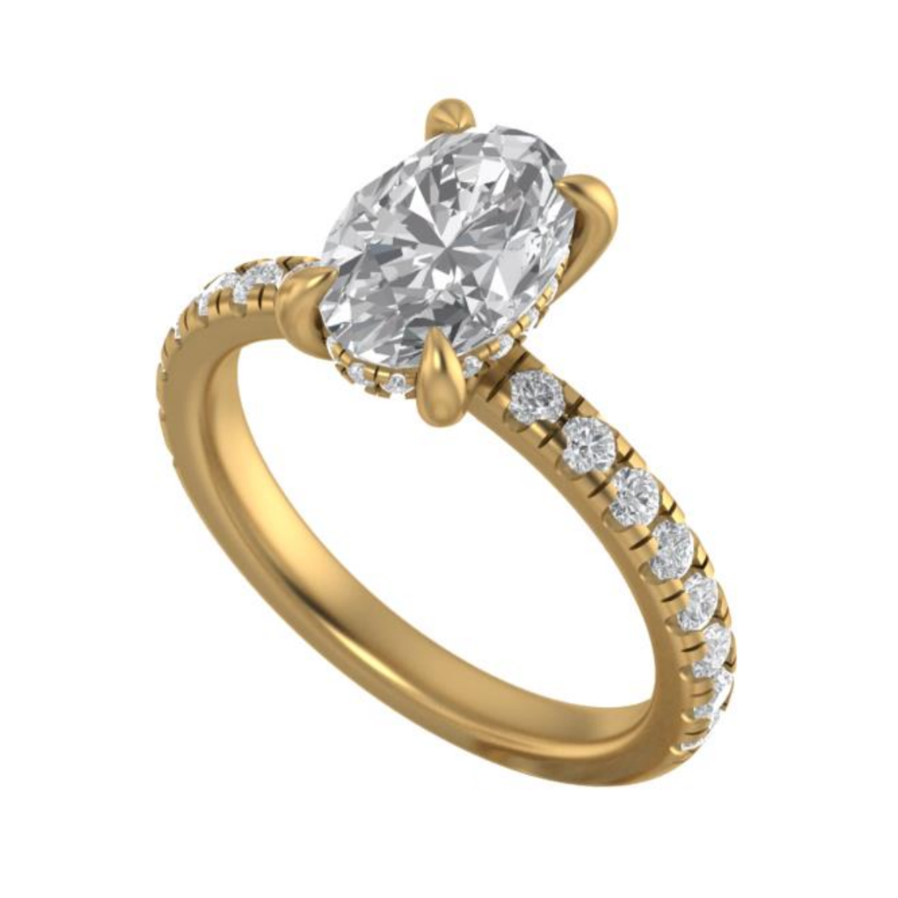 The "Raylen" — 14K Yellow Gold Certified 2.58CTW. Oval Lab-Grown Diamond Accented Engagement Ring
