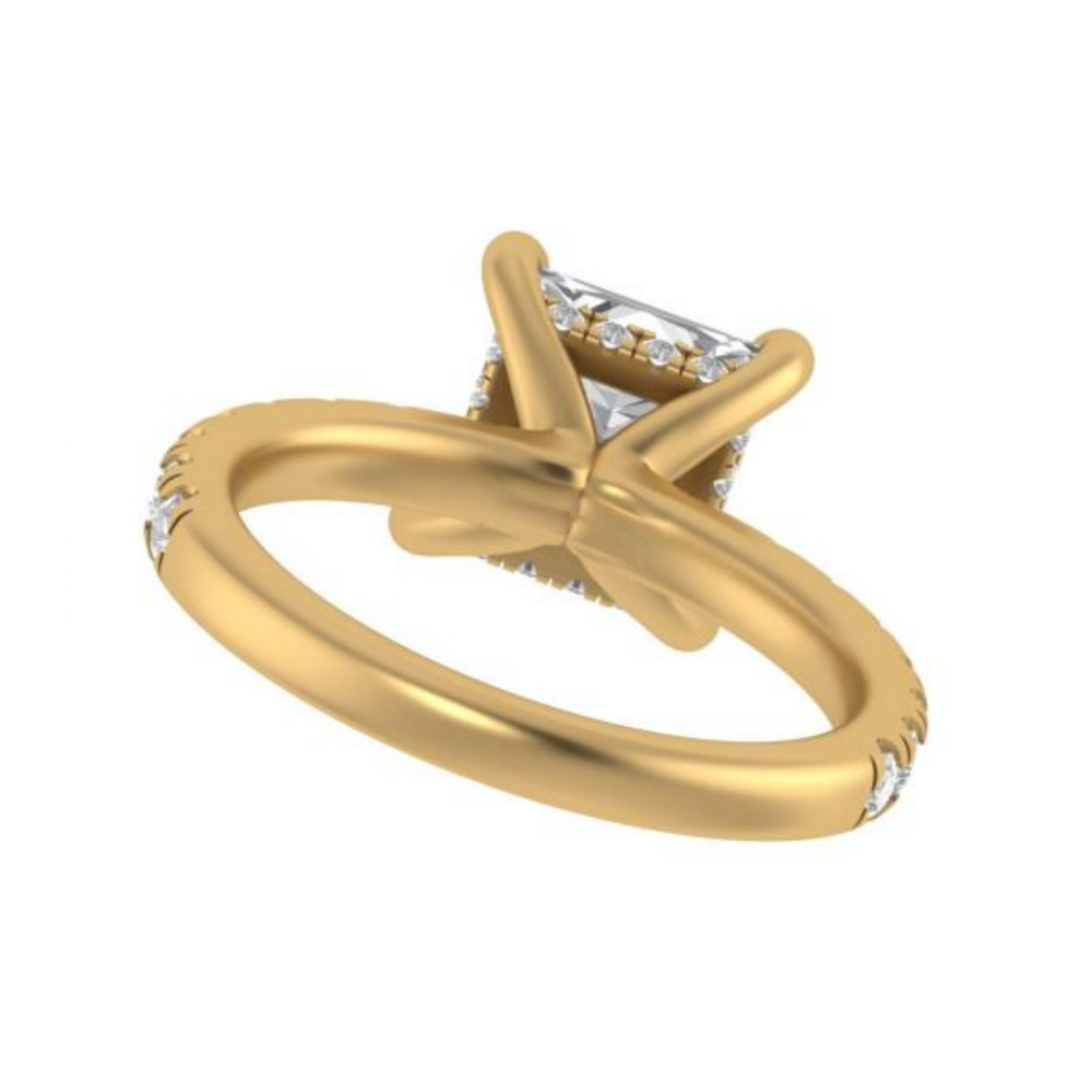 The "Vivian" — 14K Yellow Gold Certified 3.11CTW. Princess-Cut Lab-Grown Diamond Accented Engagement Ring