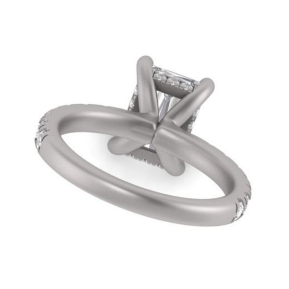 The "Maggie" — 14K White Gold 3.74CTW. Certified Emerald-Cut Lab-Grown Diamond Accented Engagement Ring