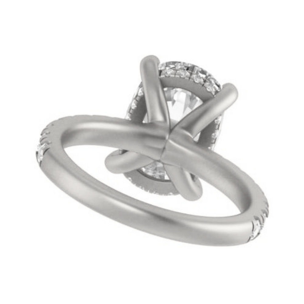 The "Alaine" — 14K White Gold 4.72CTW. Certified Elongated-Cushion Lab-Grown Diamond Accented Engagement Ring
