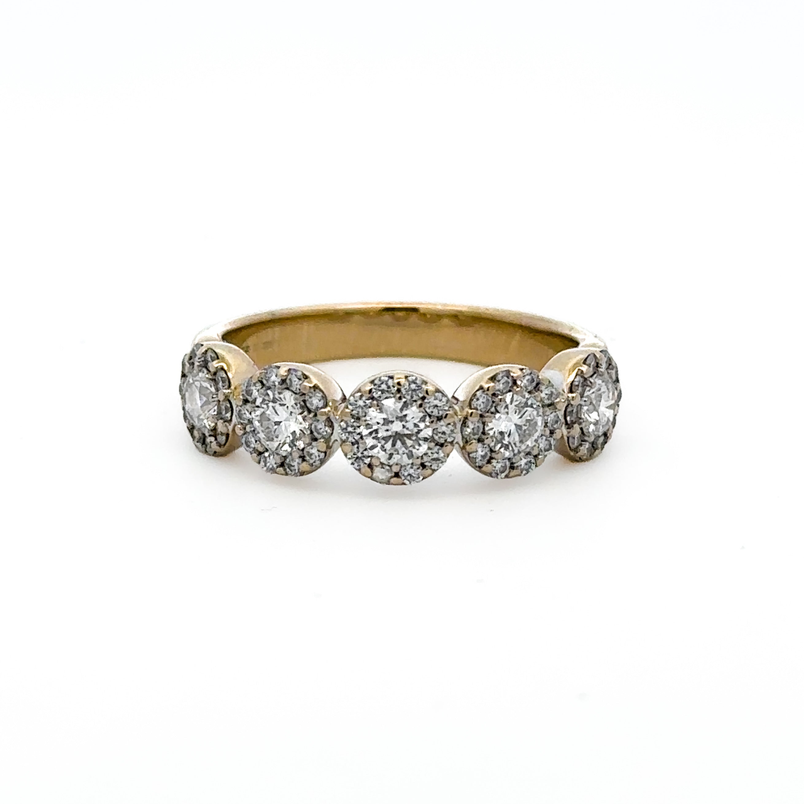 Estate Collection: 18K Yellow Gold Diamond 5-Stone Style Halo Band