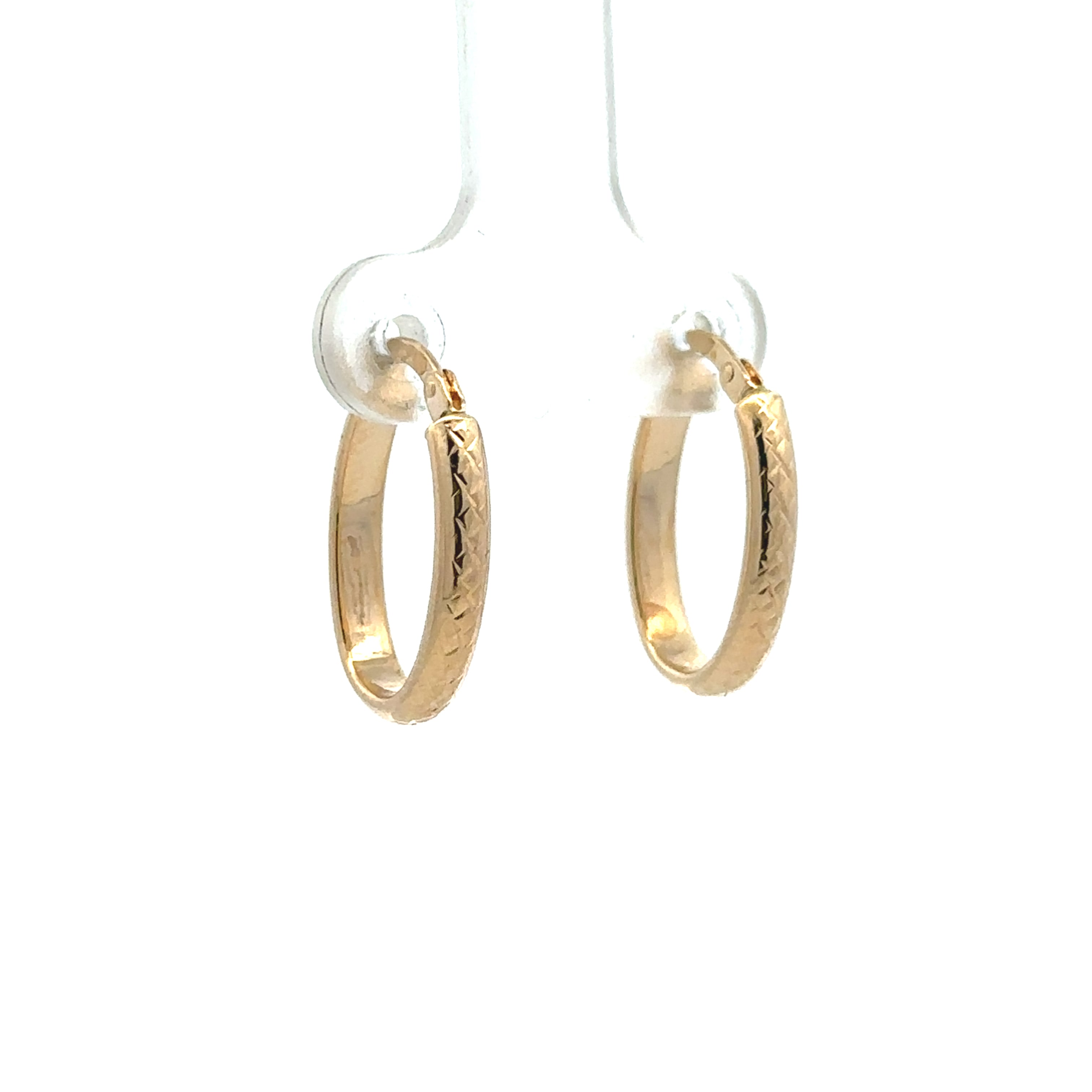 Estate Collection: 14K Yellow Gold Hollow Diamond-Cut Oval Hoop Earrings
