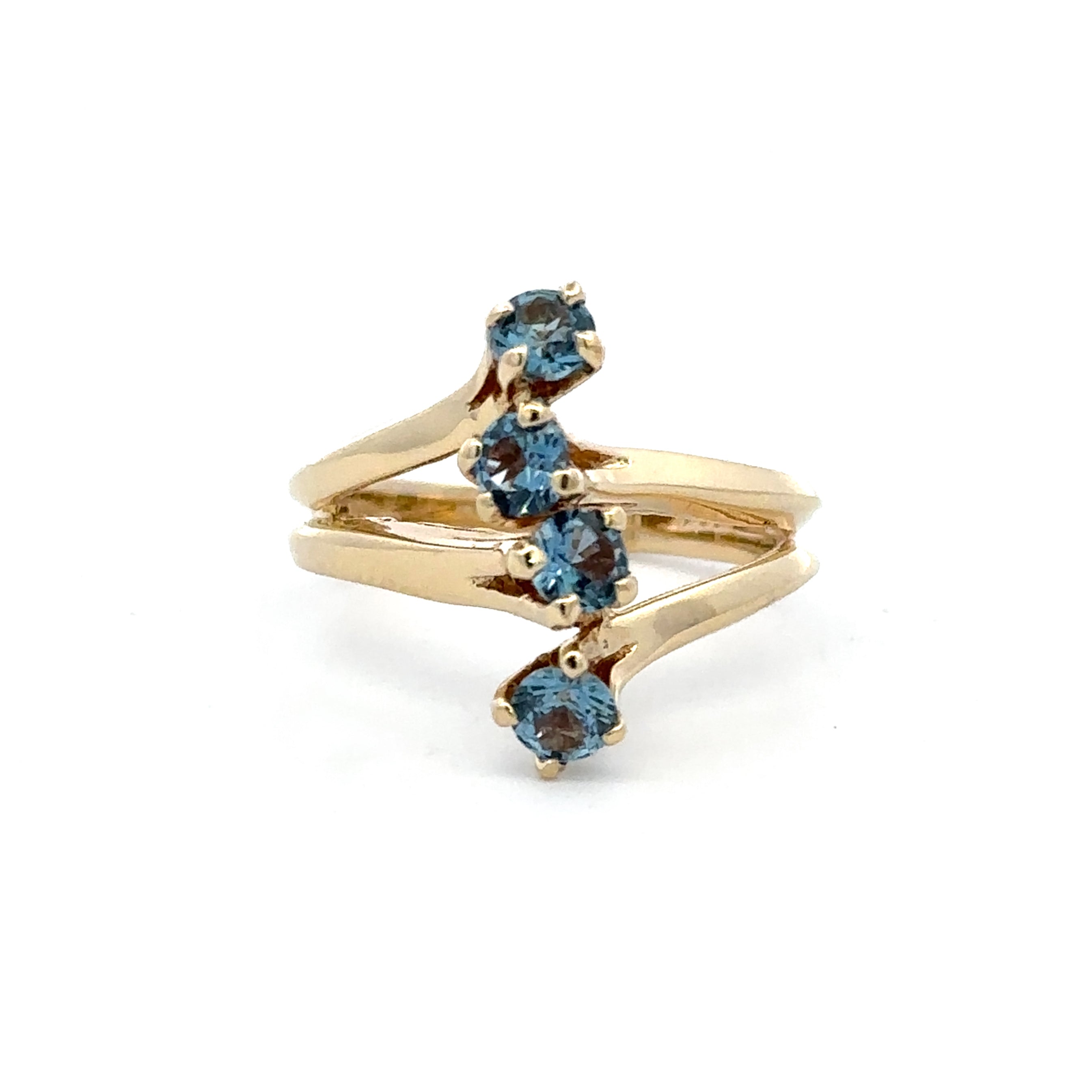 Estate Collection: 14K Yellow Gold 4-Stone Blue Topaz Fashion Ring