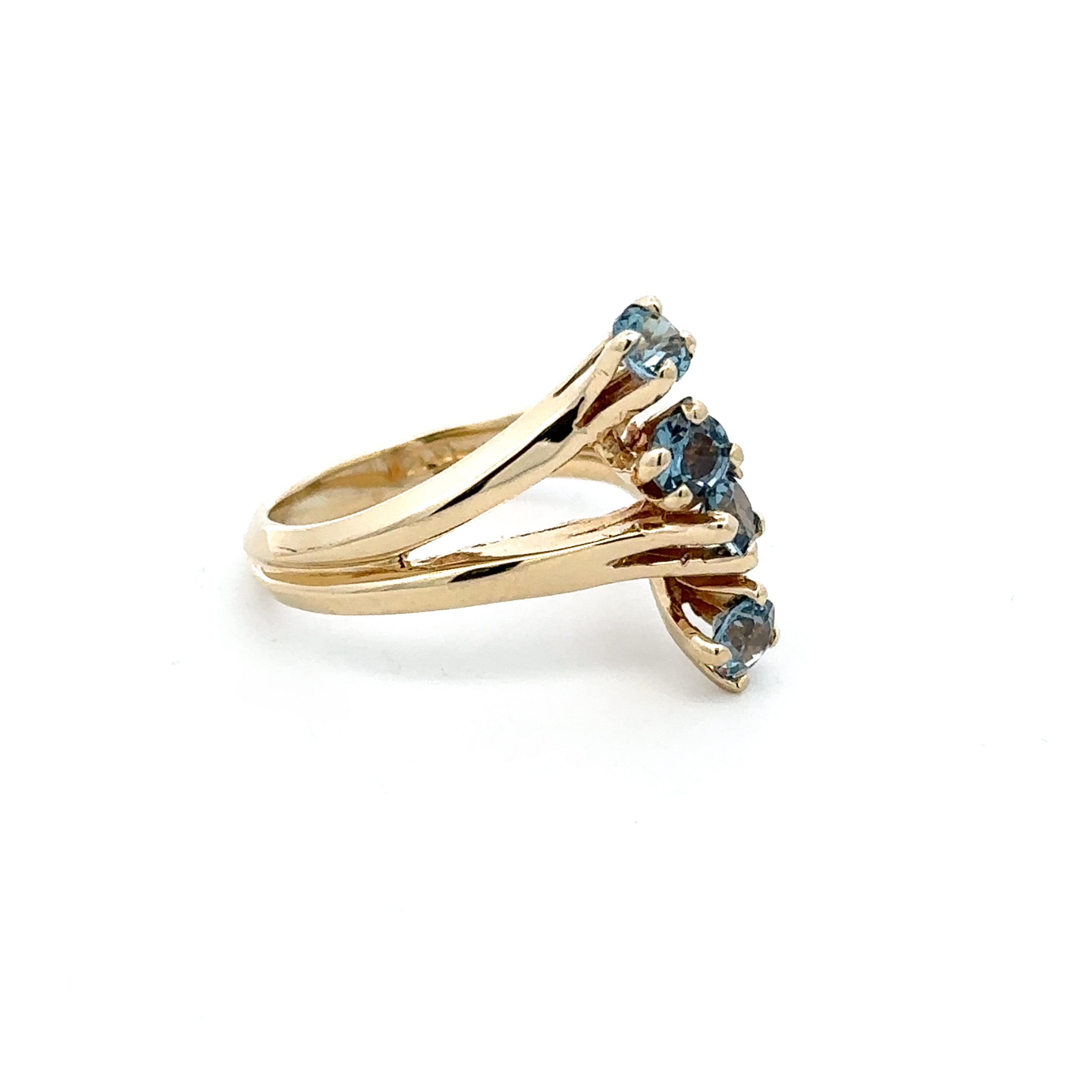 Estate Collection: 14K Yellow Gold 4-Stone Blue Topaz Fashion Ring