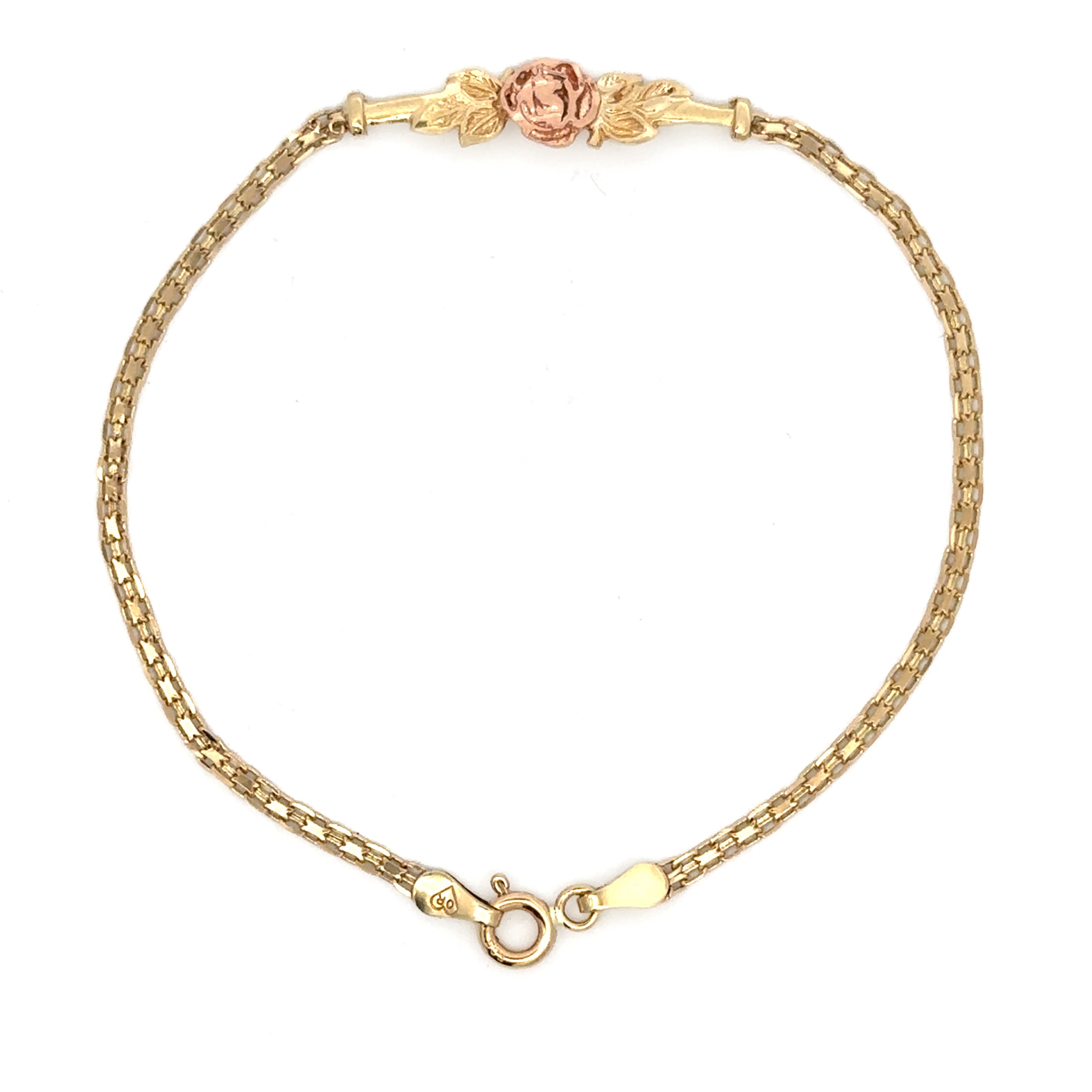 Estate Collection: 14K Two-Tone Gold Rose 7" Bracelet