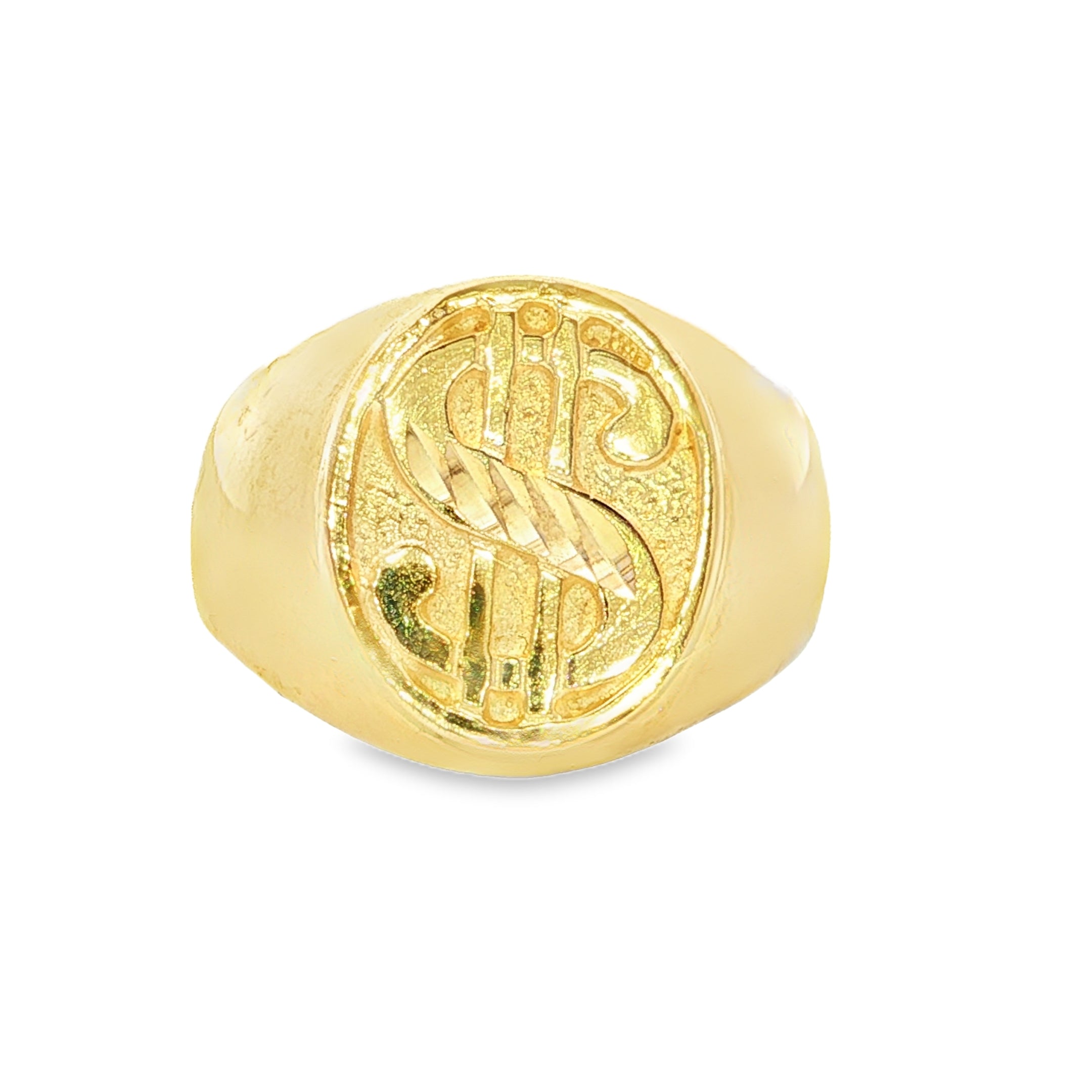Estate Collection: 14K Yellow Gold Dollar Sign Signet Ring