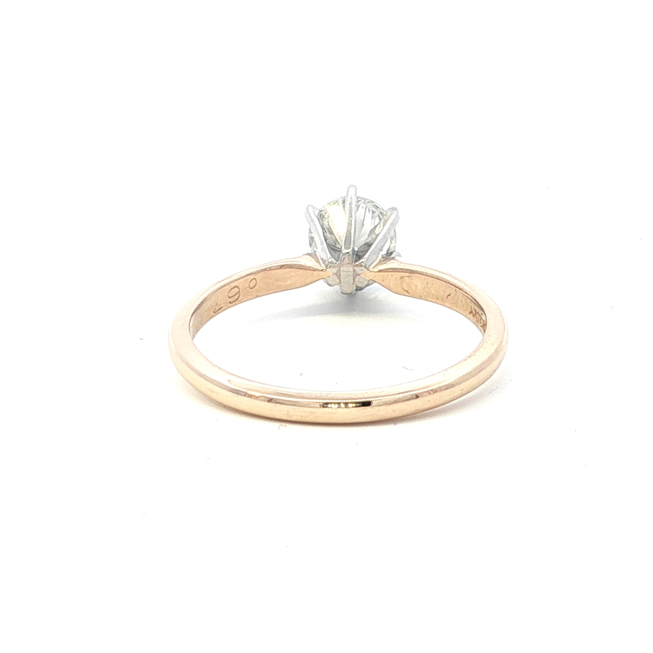 Estate Collection: 14K Yellow Gold & White Gold 0.67CT. Round Natural Diamond Engagement Ring