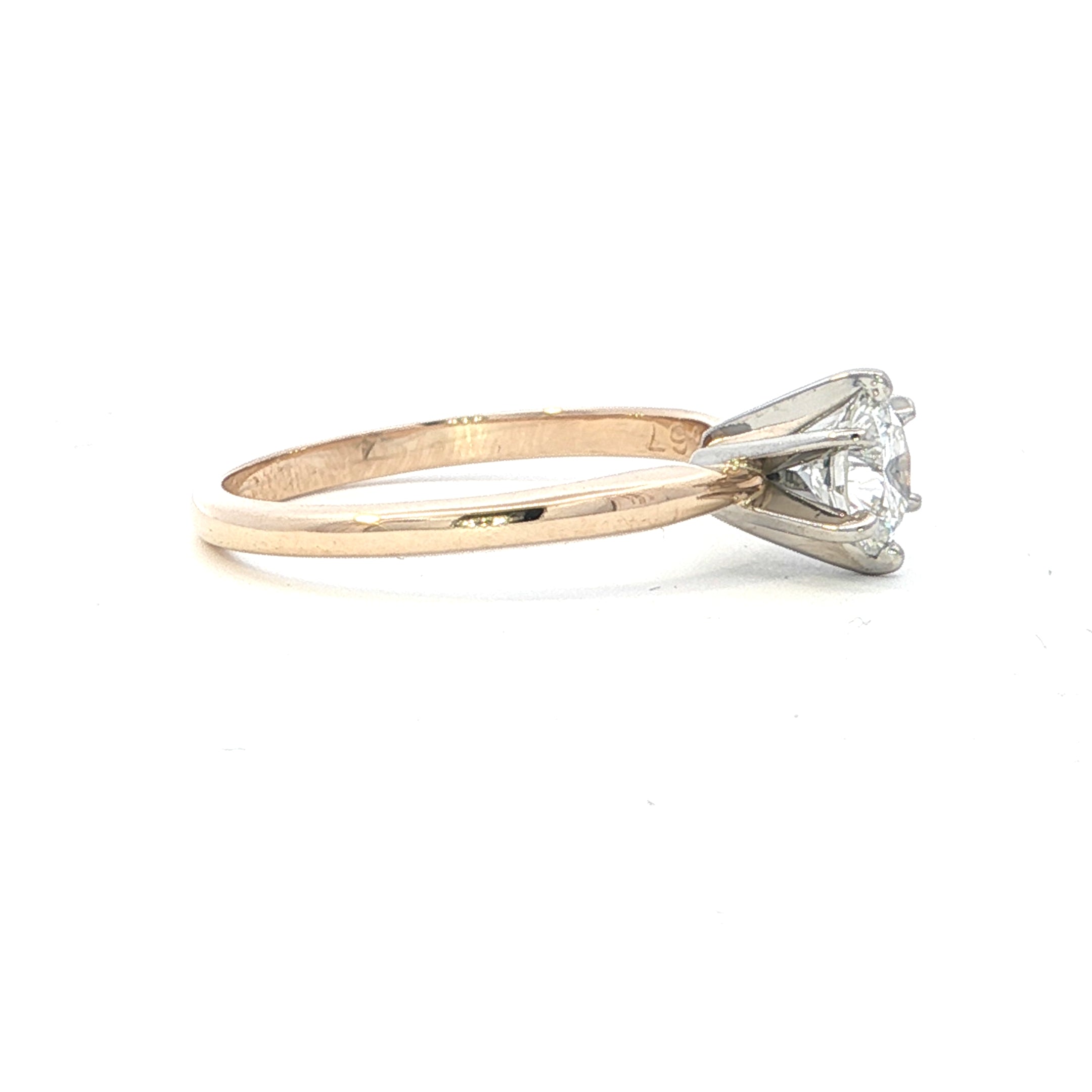 Estate Collection: 14K Yellow Gold & White Gold 0.67CT. Round Natural Diamond Engagement Ring