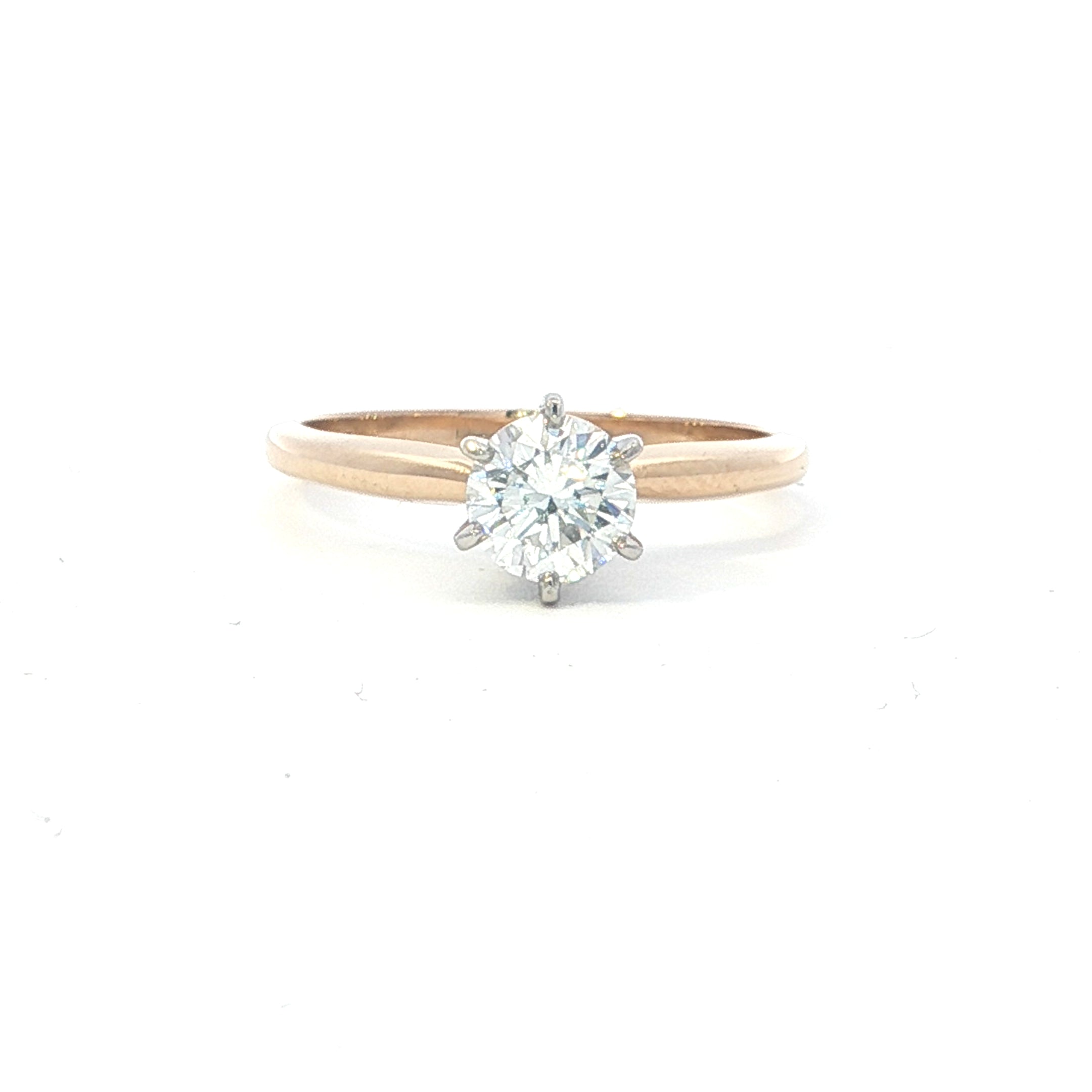 Estate Collection: 14K Yellow Gold & White Gold 0.67CT. Round Natural Diamond Engagement Ring