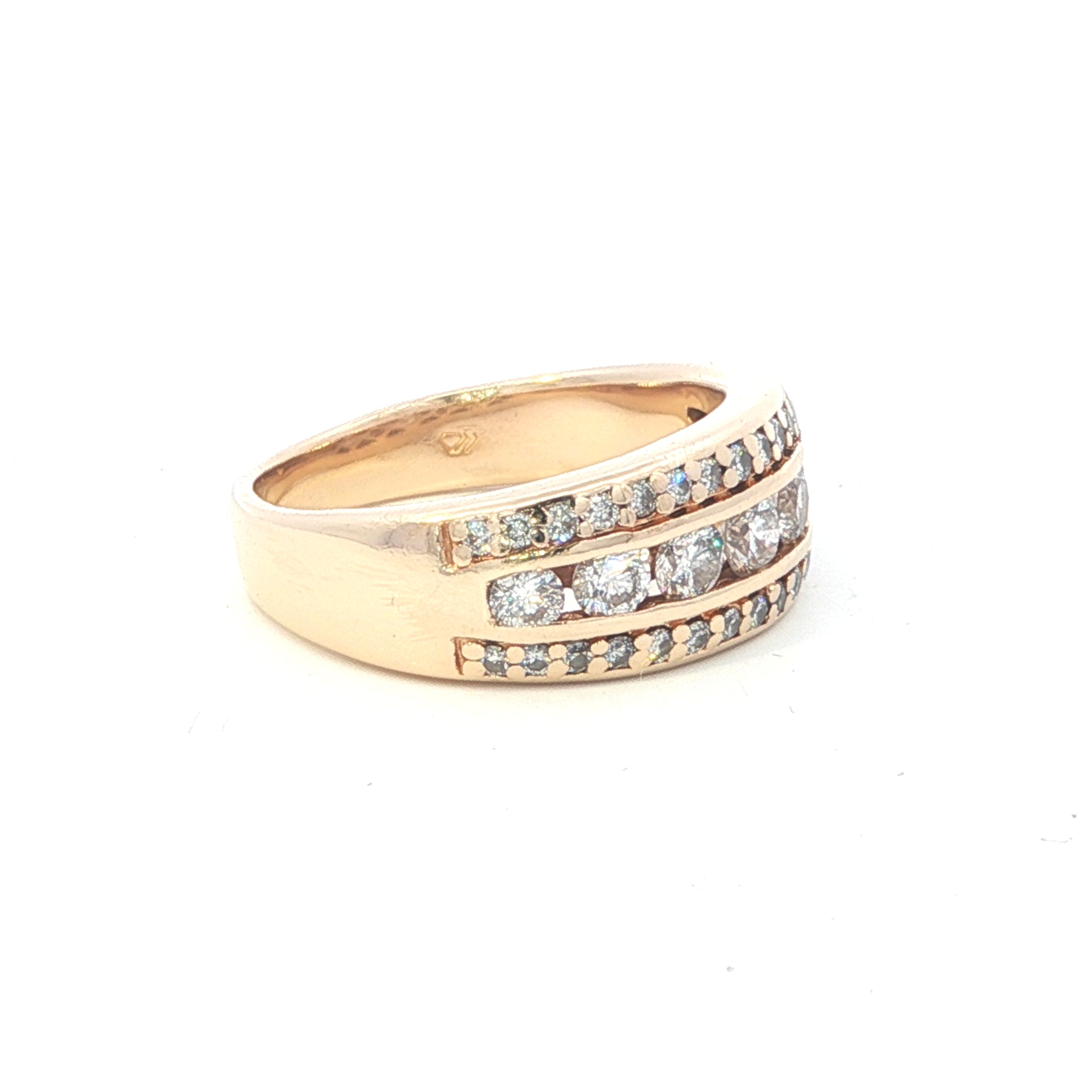 Estate Collection: 14K Yellow Gold 0.82CTW. Diamond 3-Row Band