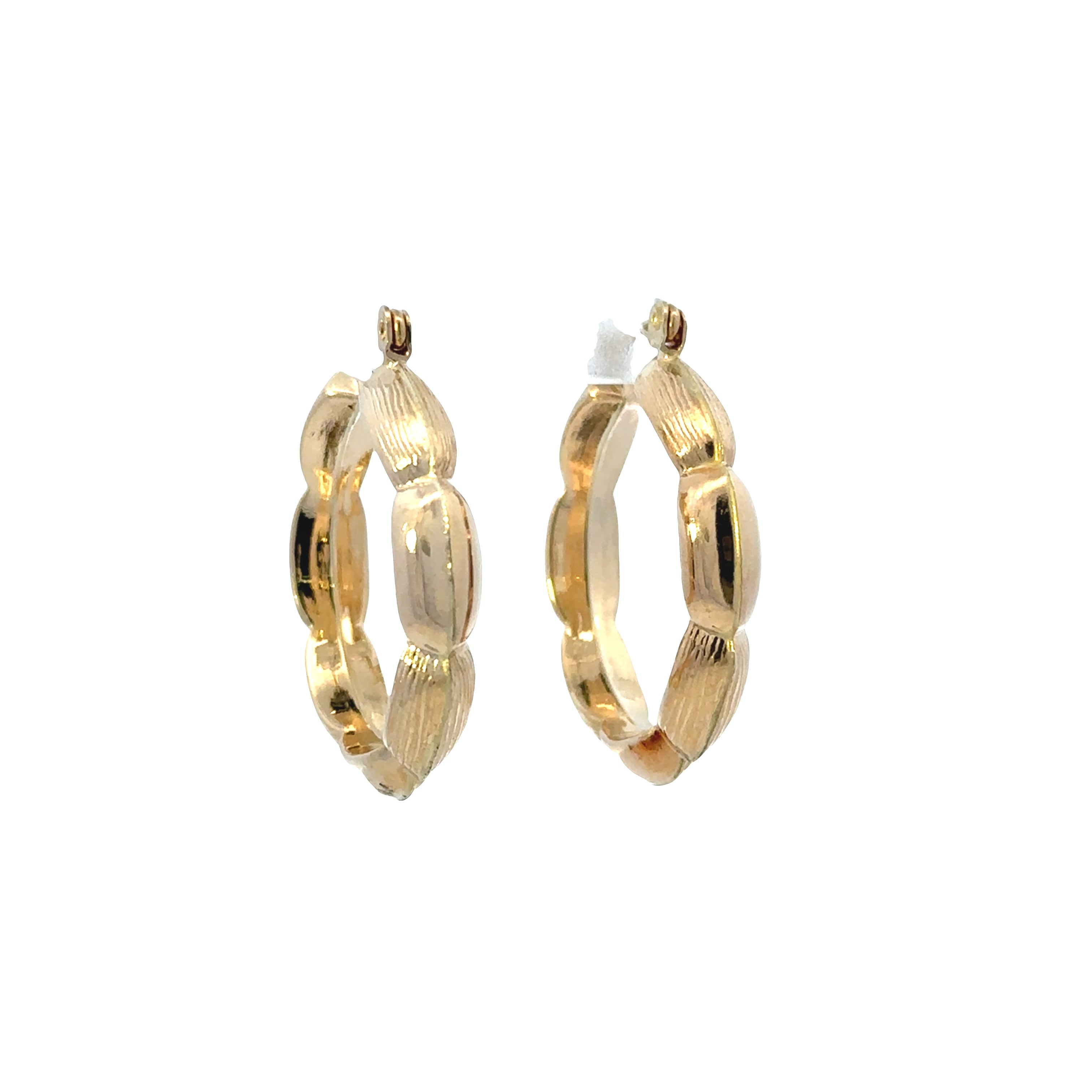 Estate Collection: 14K Yellow Gold Bamboo Style Hollow Hoop Earrings