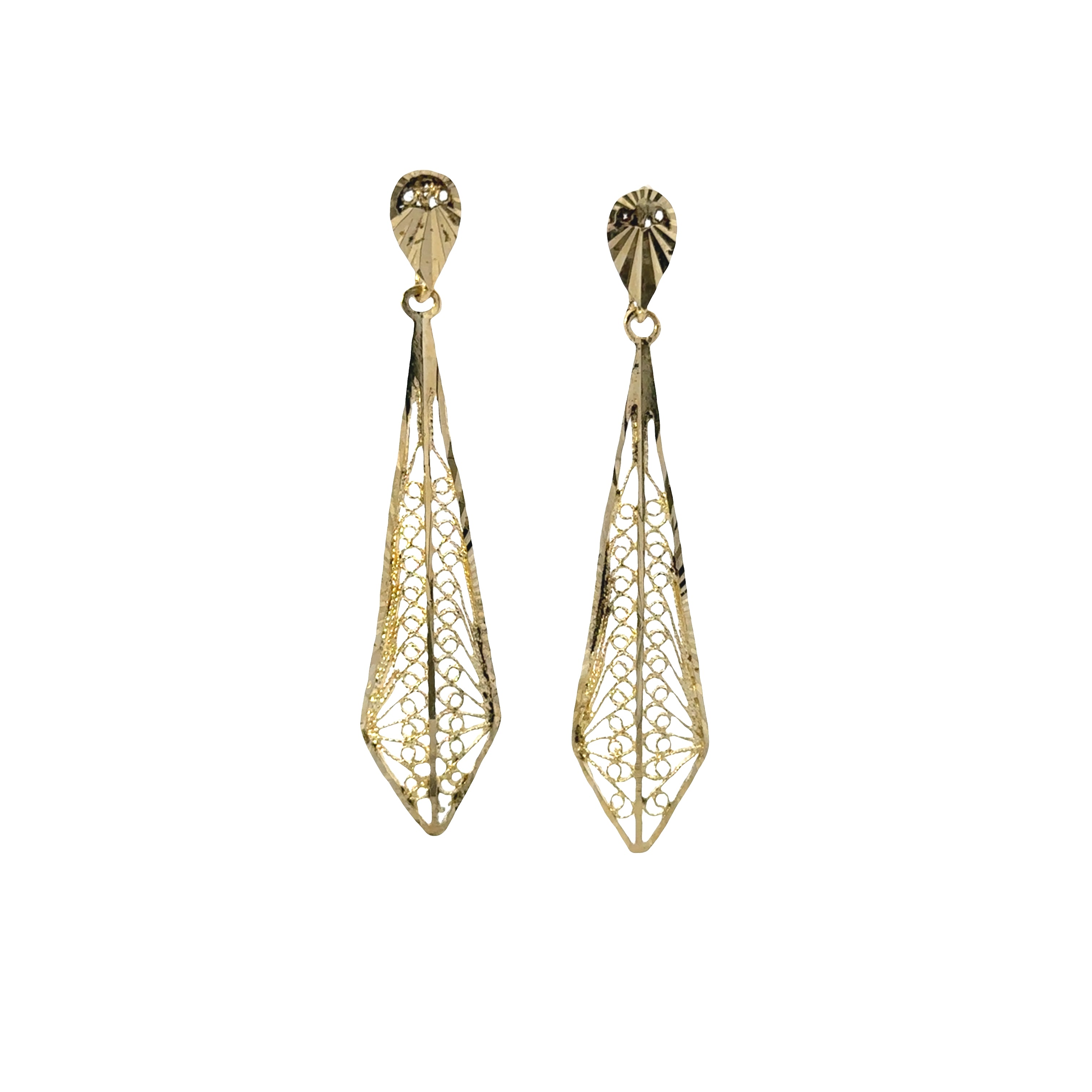 Estate Collection: 10K Yellow Gold Filigree Dangle Earrings
