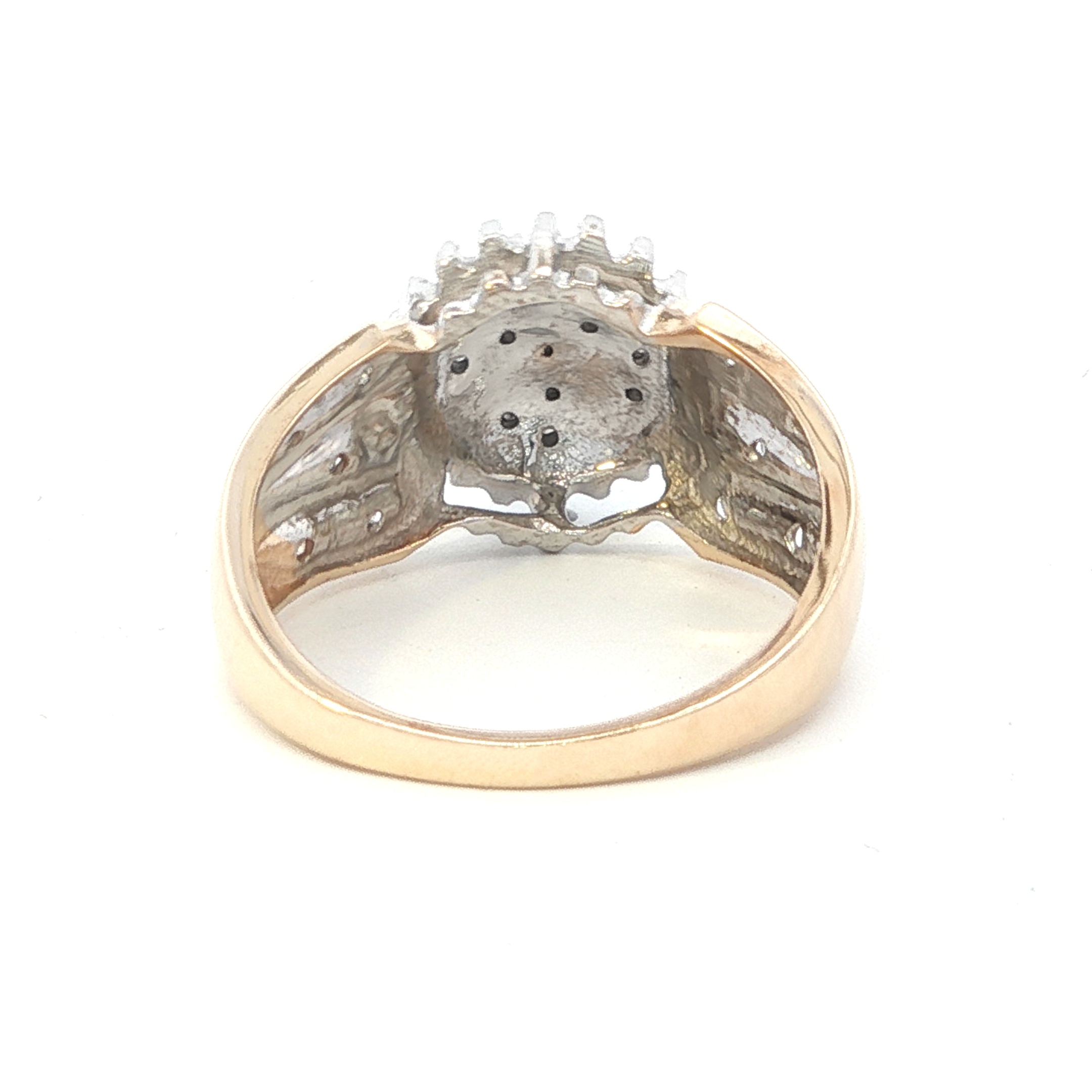 Estate Collection: 10K Yellow & White Gold Diamond Halo Cluster Cocktail Ring